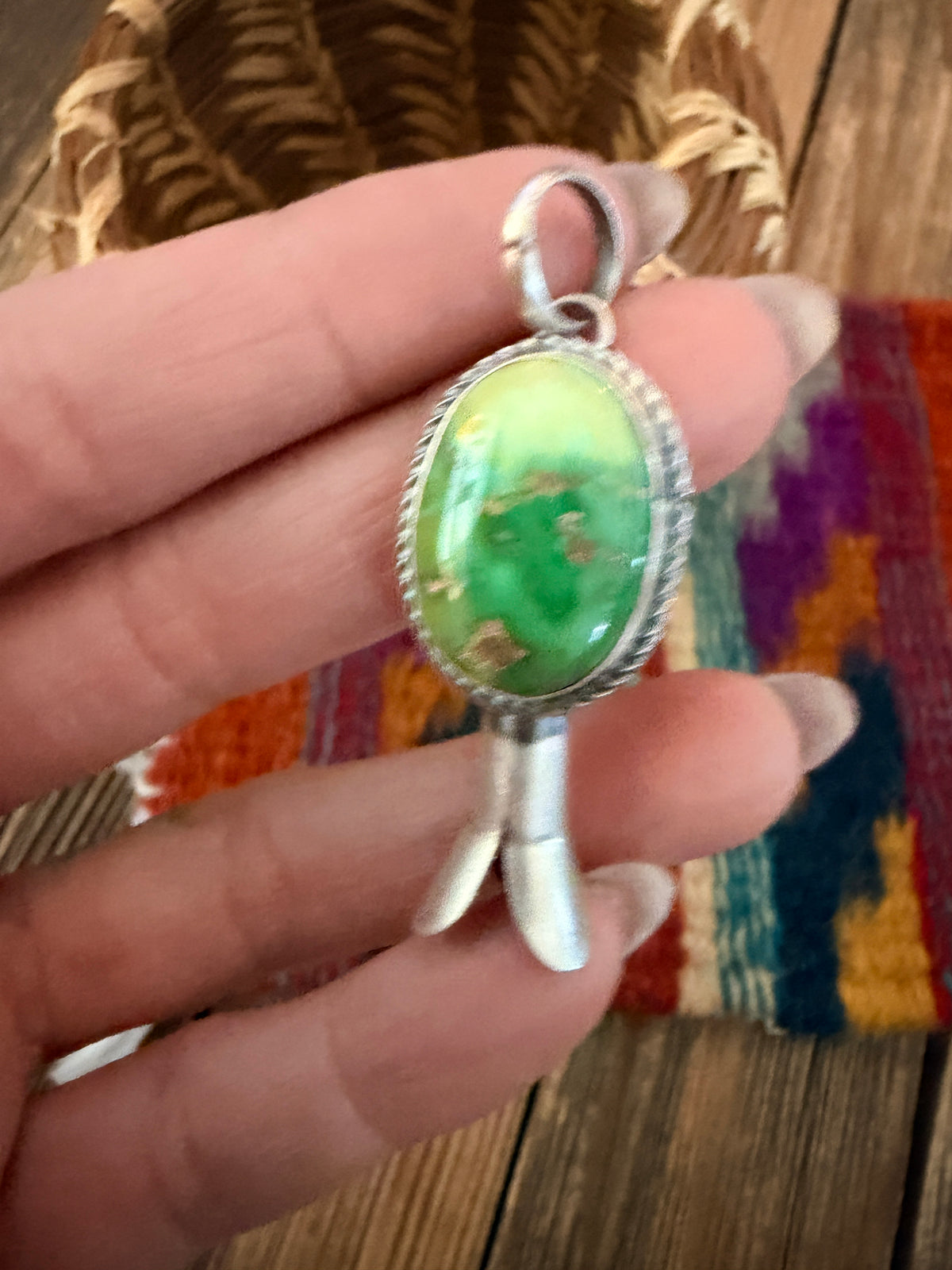 Handcrafted Sterling Silver & Turquoise Blossom Pendant