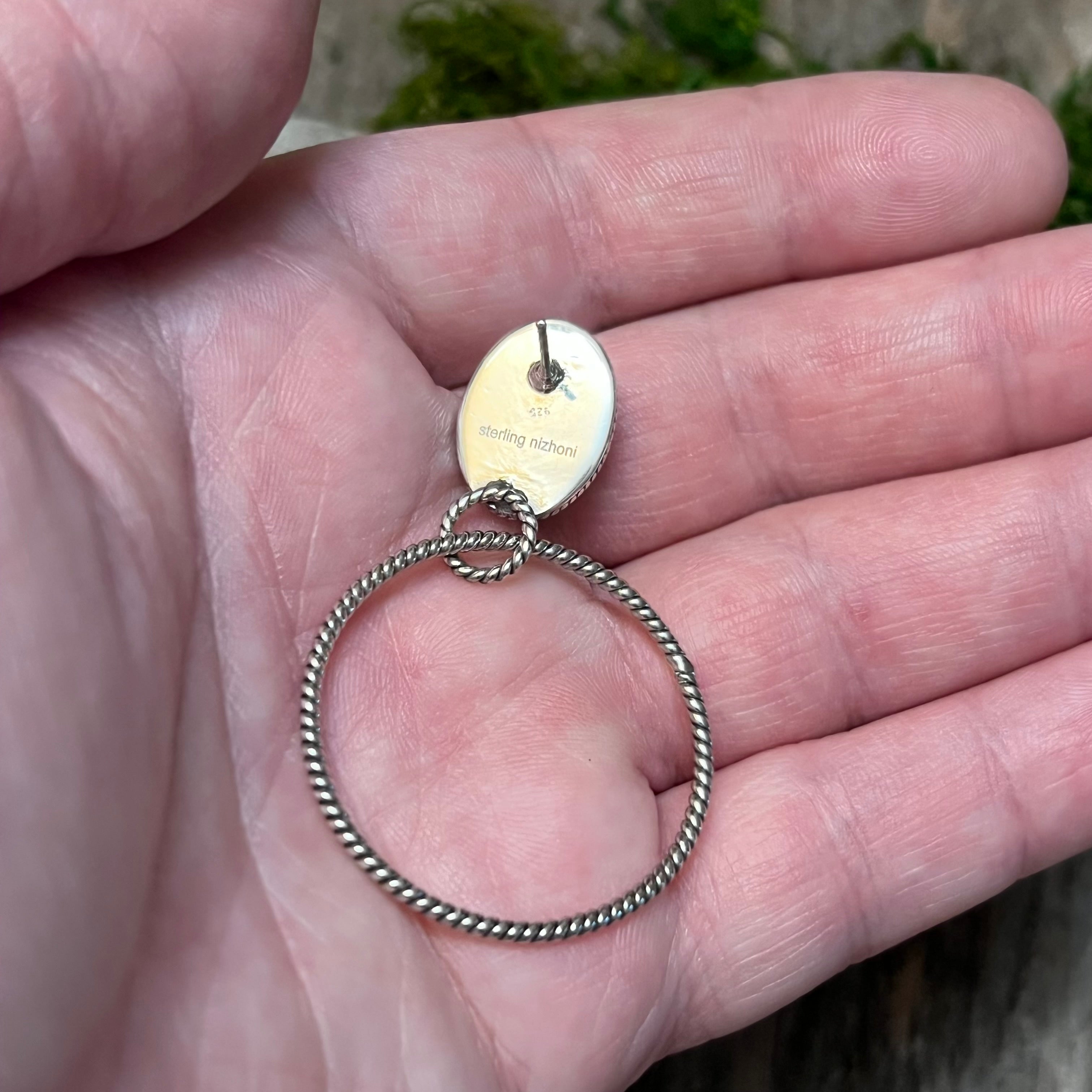 Handmade Pink Opal & Sterling Silver Hoop Earrings