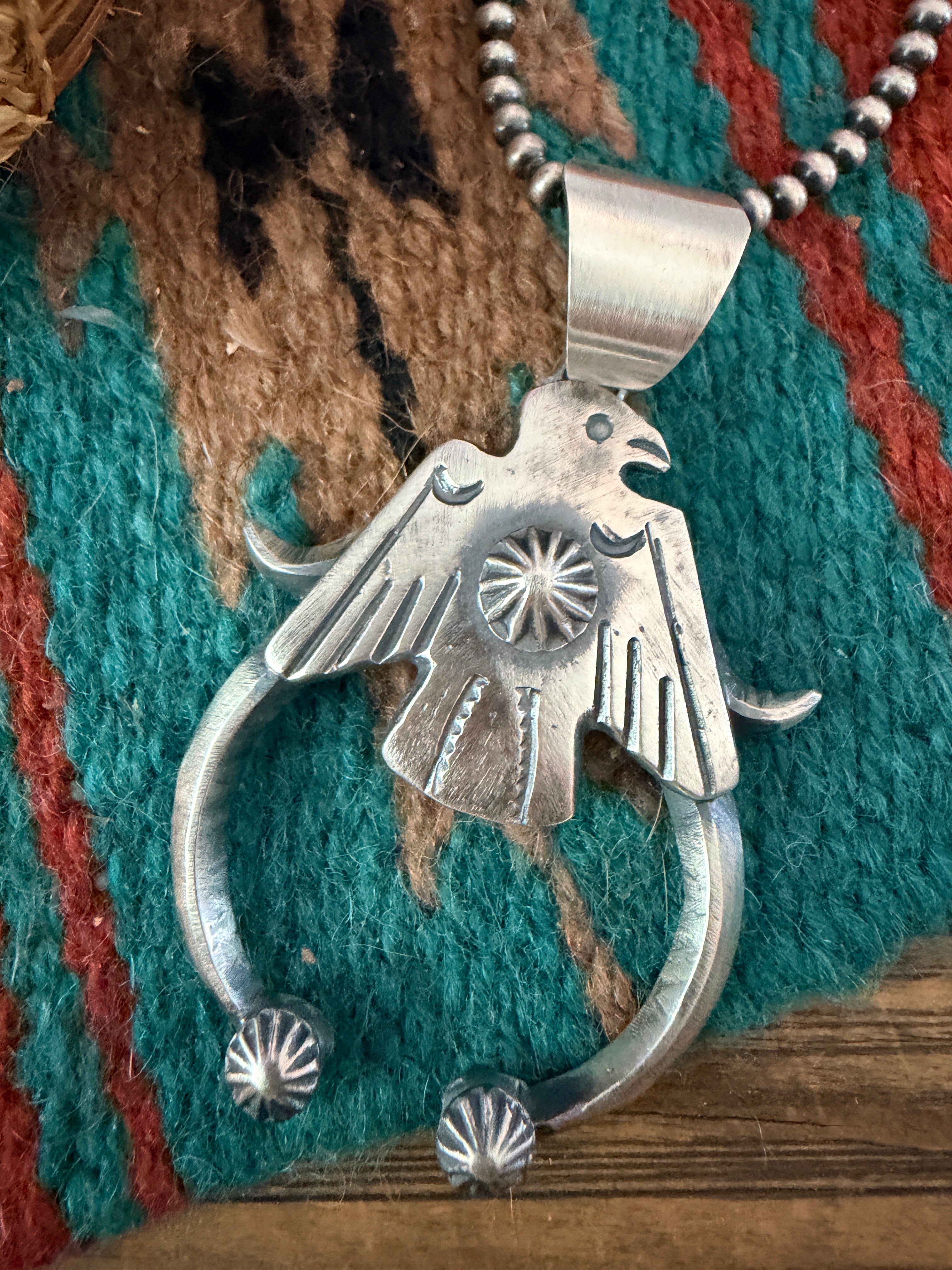 Handcrafted Sterling Silver Thunderbird Naja Pendant by Chimney Butte