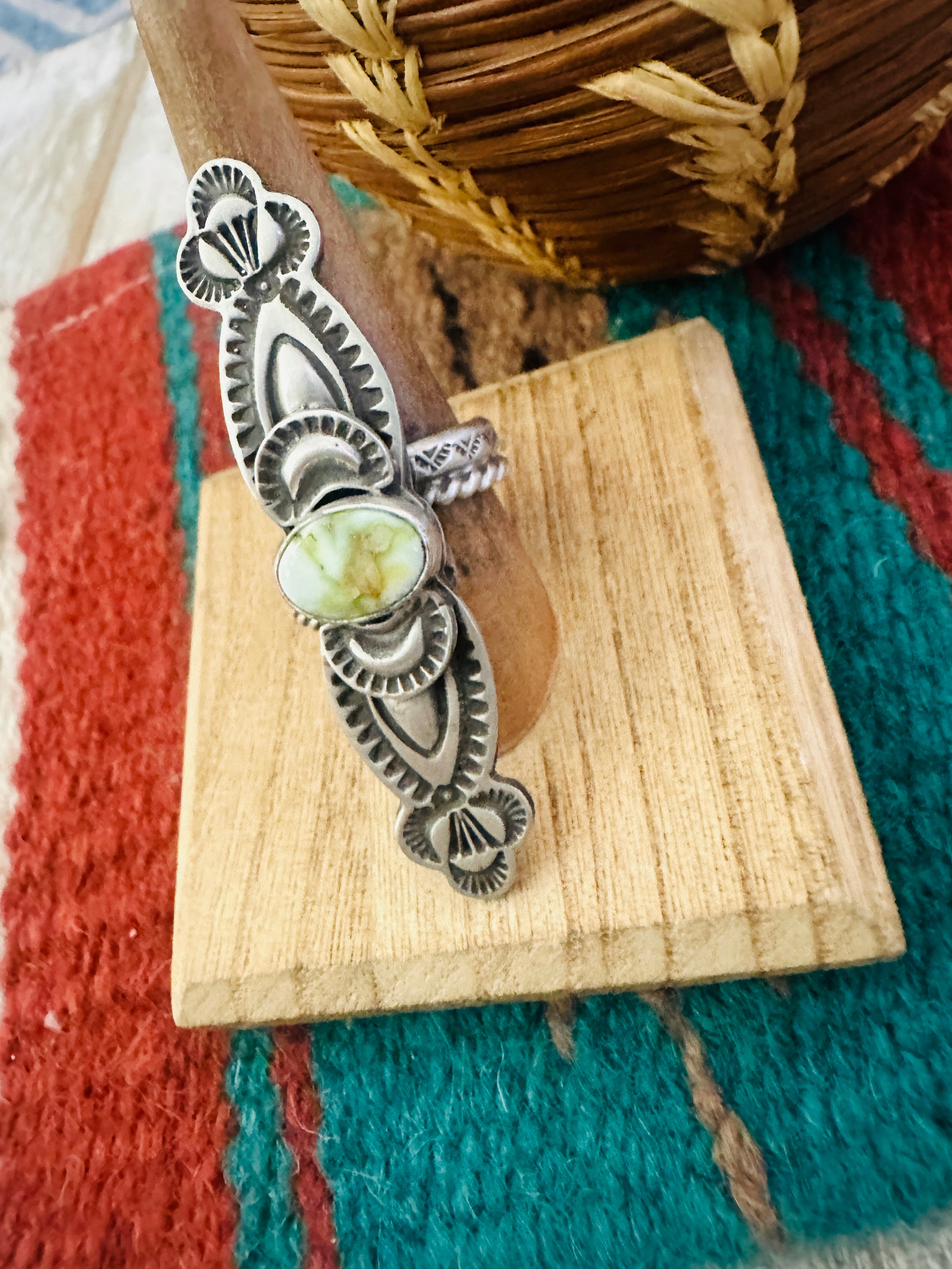 Navajo Sterling Silver & Palomino Turquoise Adjustable Ring