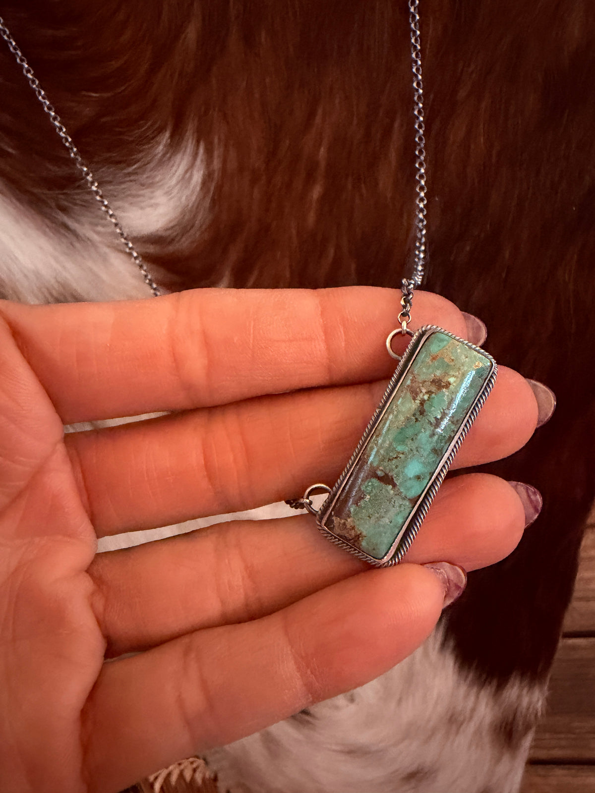 Handcrafted Turquoise & Sterling Silver Bar Necklace