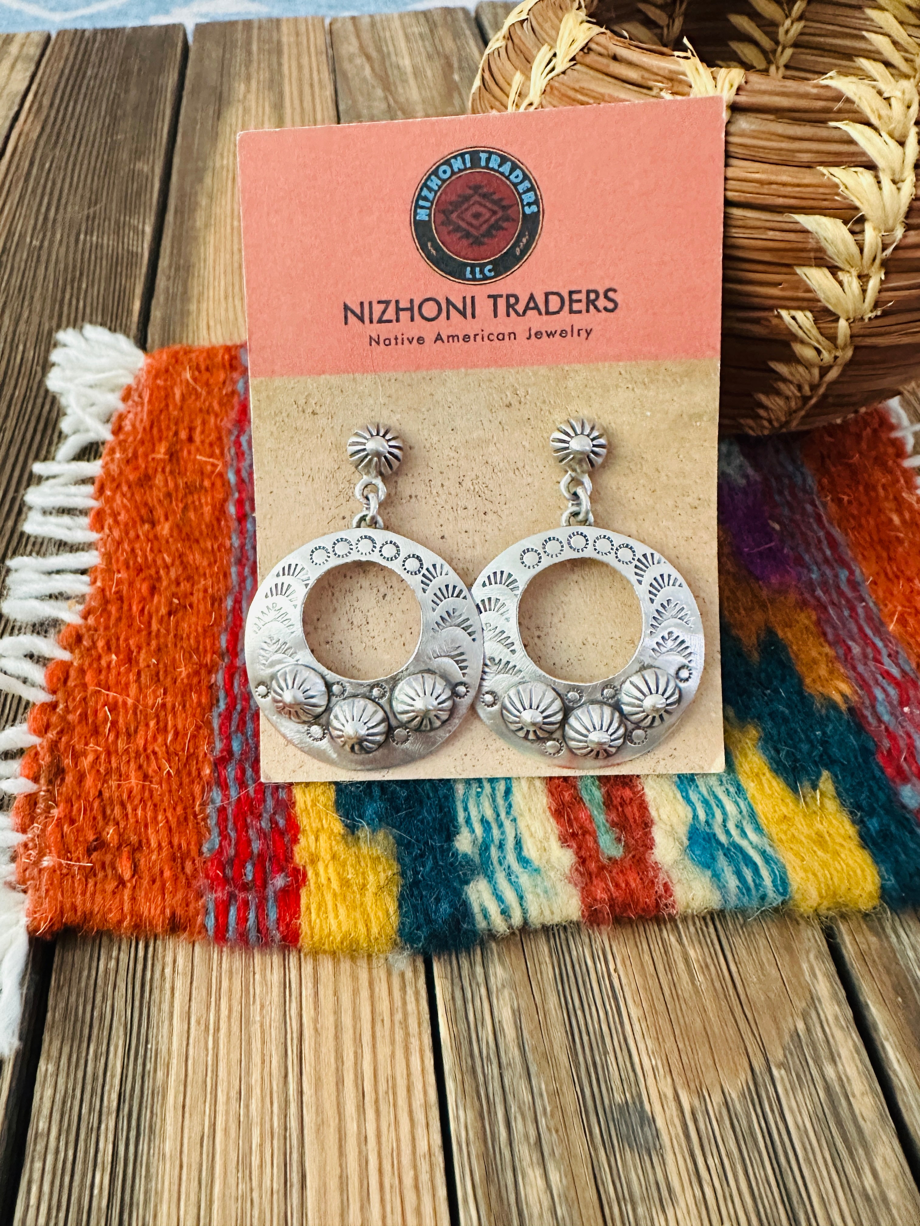 Handcrafted Sterling Silver Concho Dangle Earrings