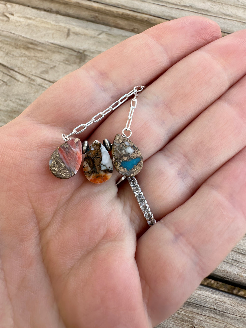 Tiny Dancer Handmade Sterling Silver & Spice 3 Stone Necklace