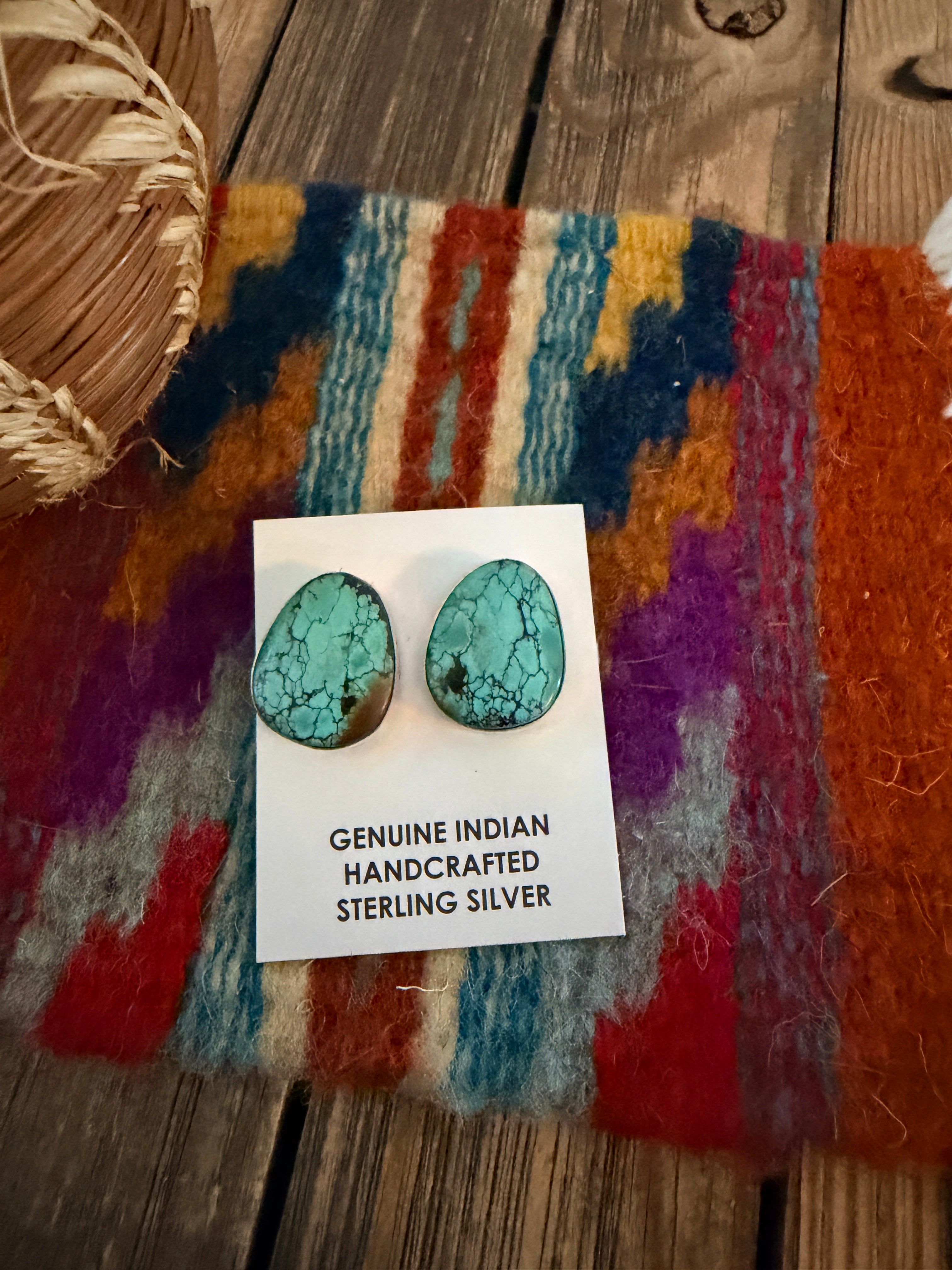 Handcrafted Turquoise & Sterling Silver Post Earrings