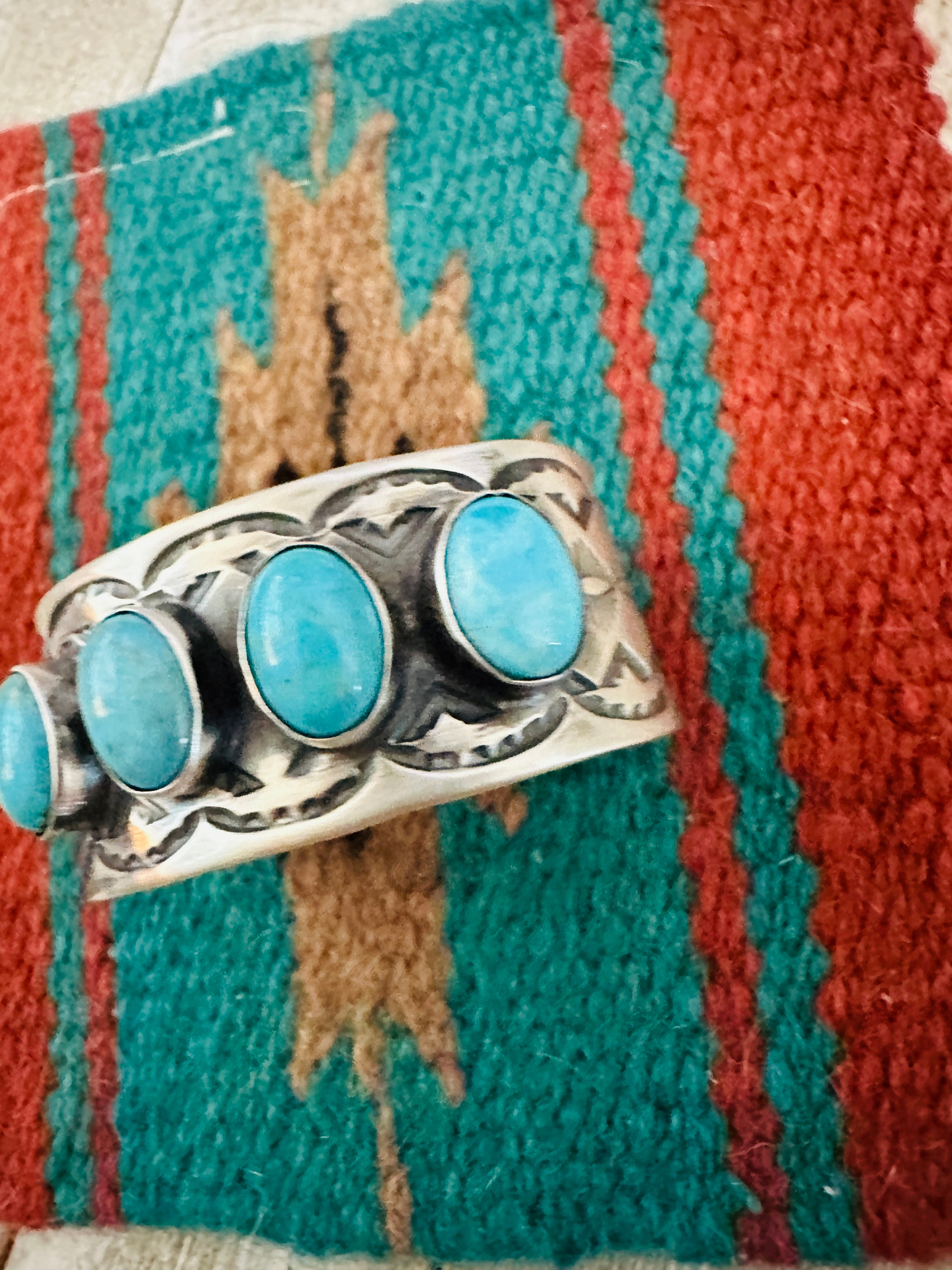 Handcrafted Sterling Silver & Turquoise Cuff Bracelet by Chimney Butte /