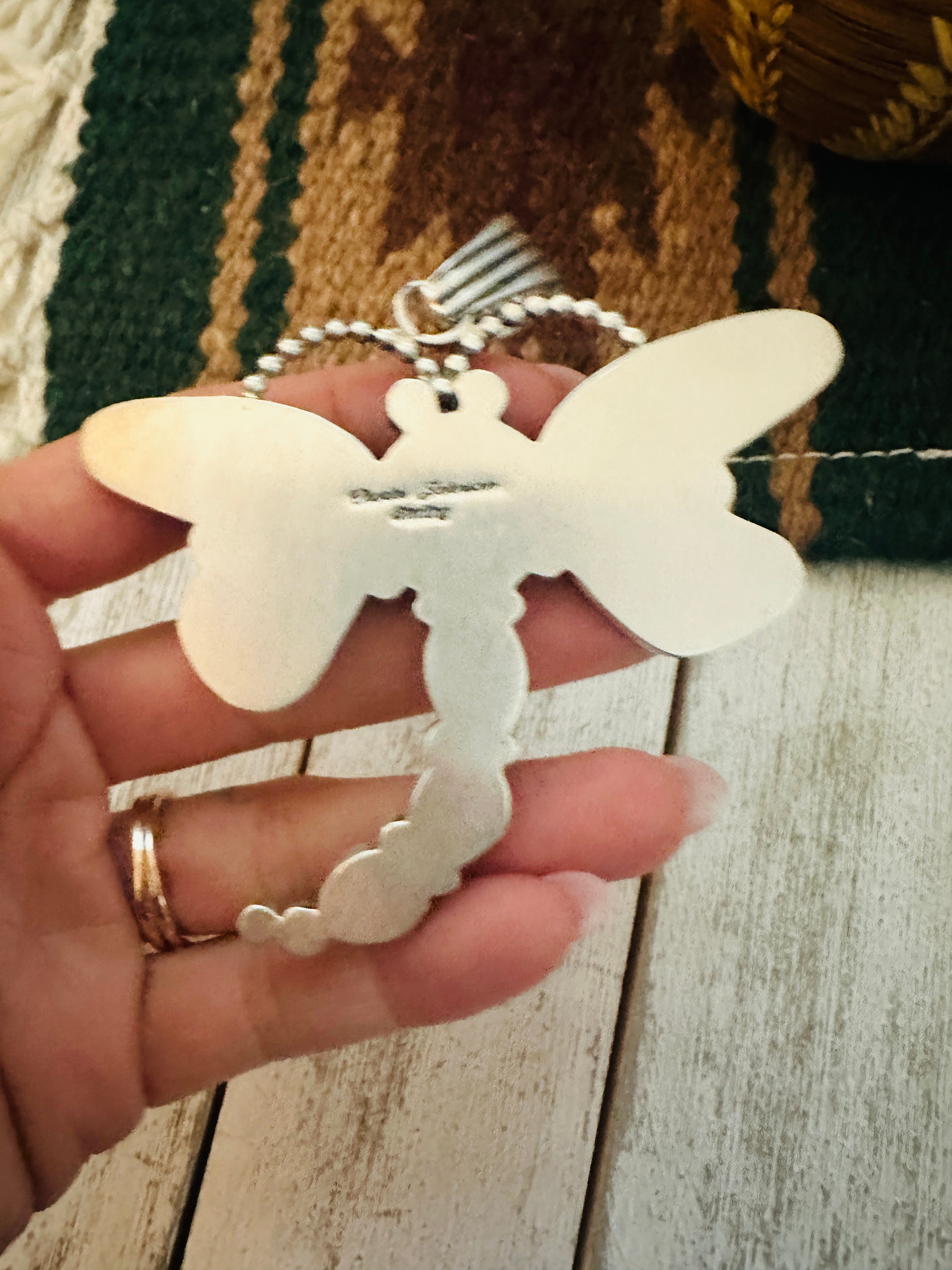 Navajo Multi Stone & Sterling Silver Dragonfly Pendant