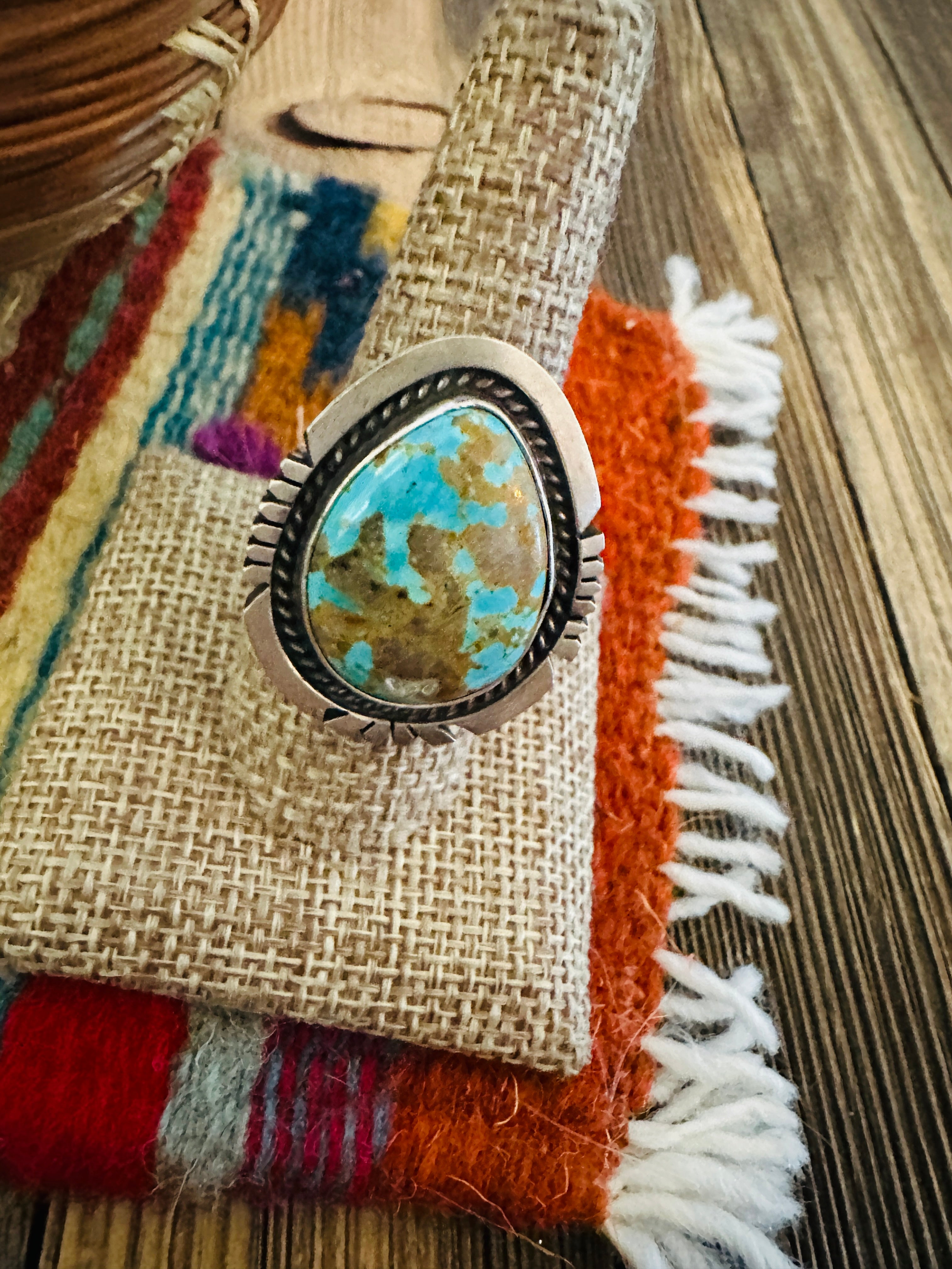 Handcrafted Sterling Silver & Turquoise Adjustable Ring