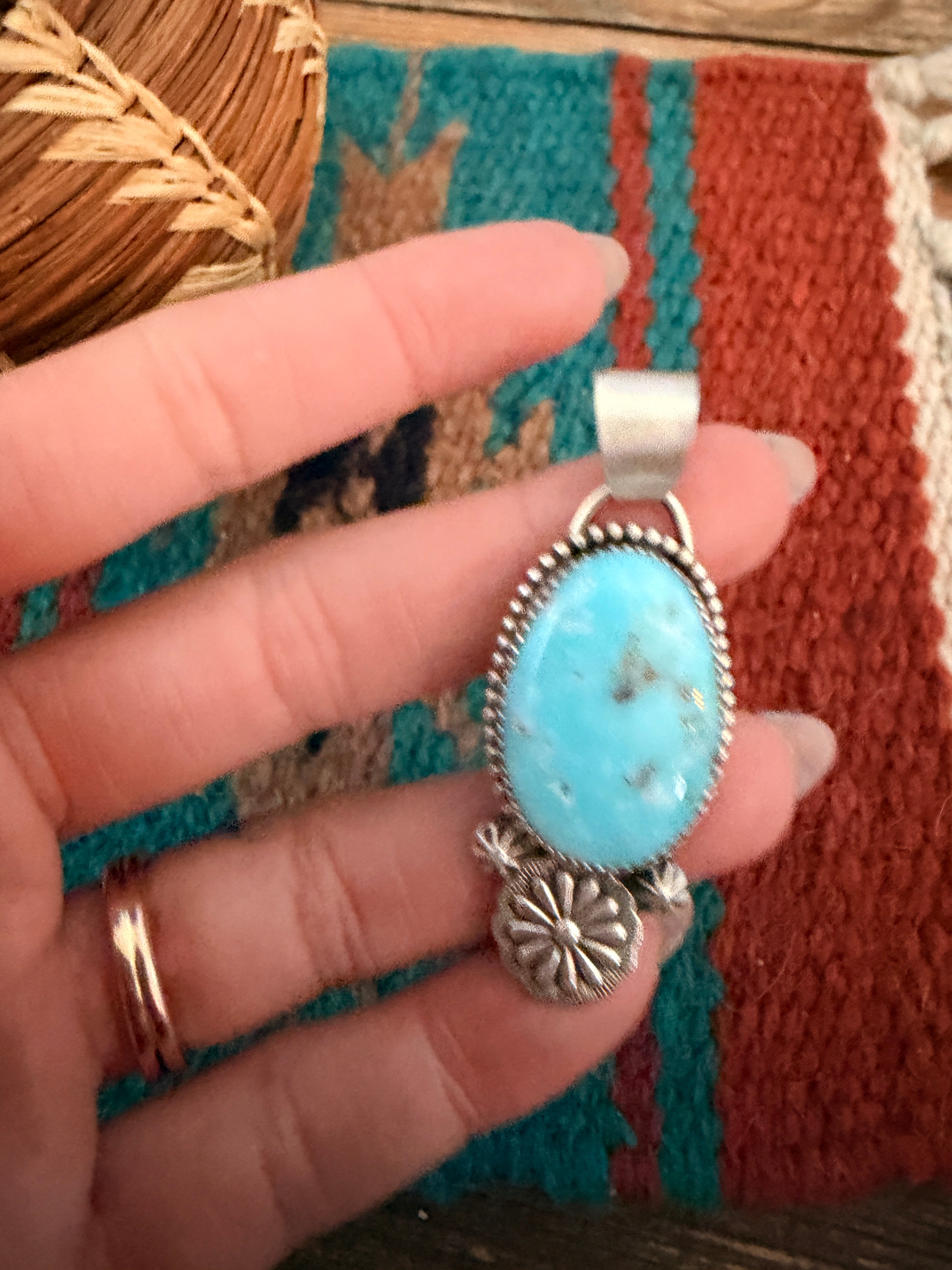 Handmade Sterling Silver & Blue Ridge Turquoise Pendant