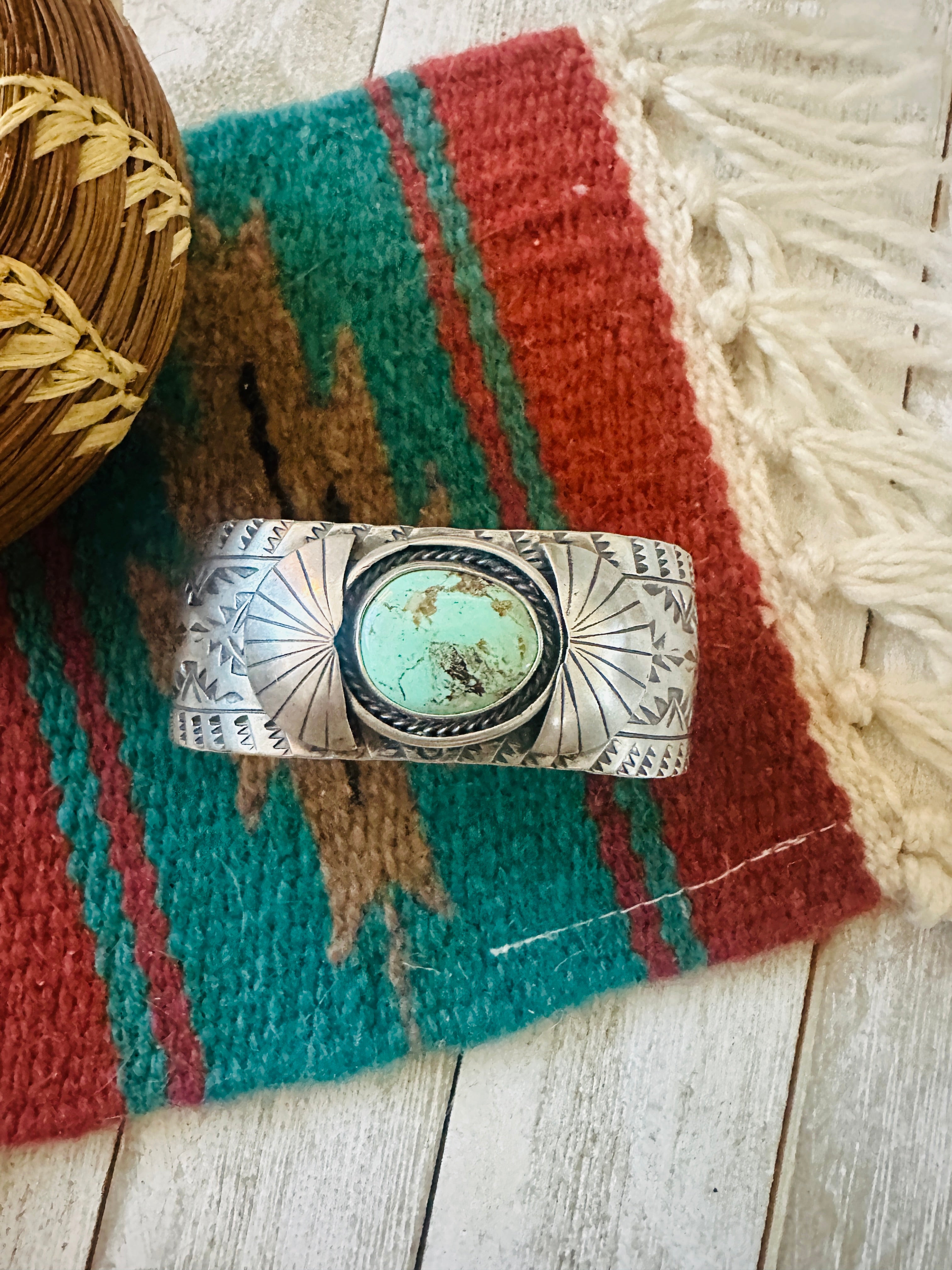 Navajo Royston Turquoise & Sterling Silver Cuff Bracelet