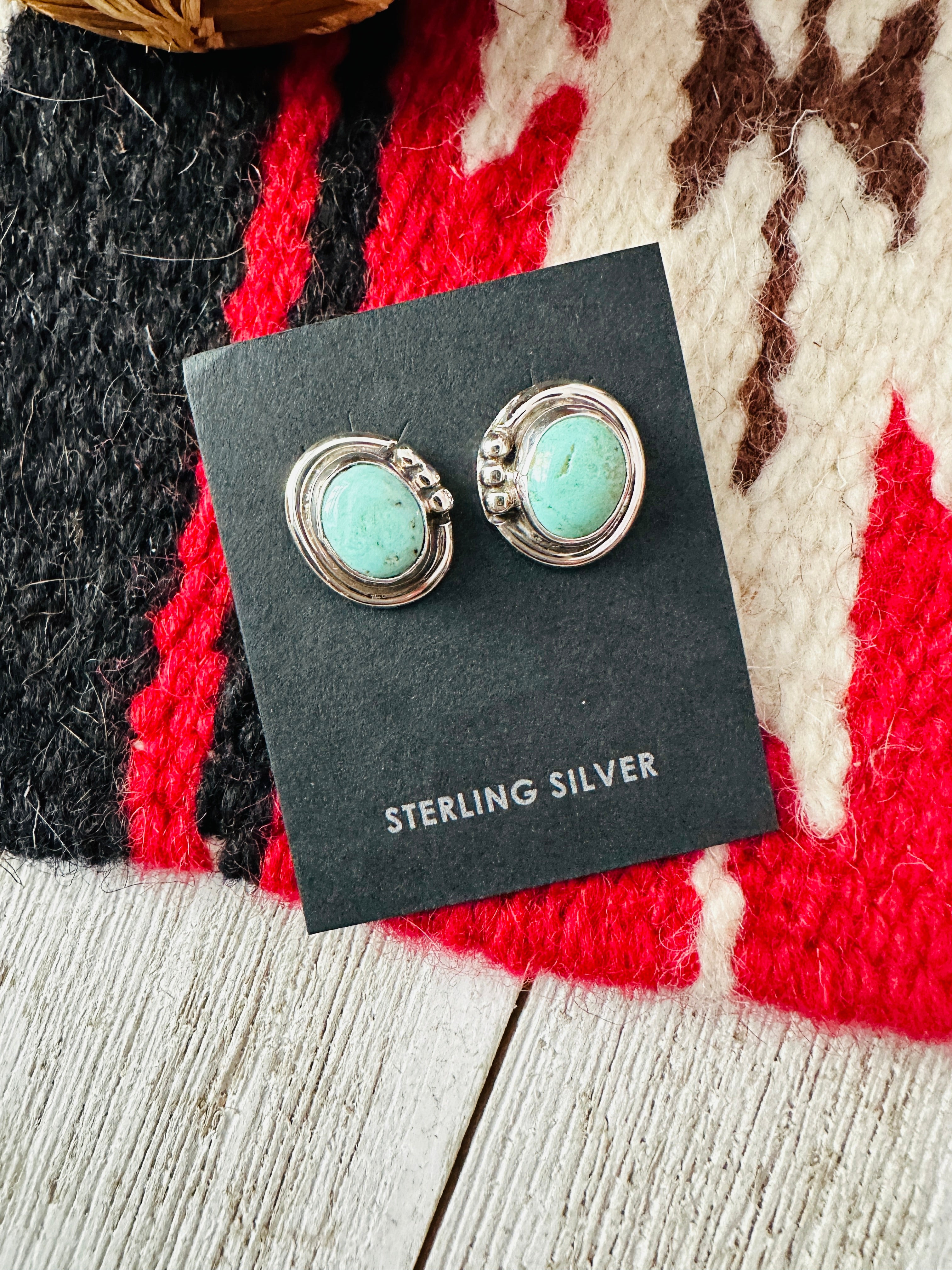 Navajo Turquoise & Sterling Silver Stud Earrings