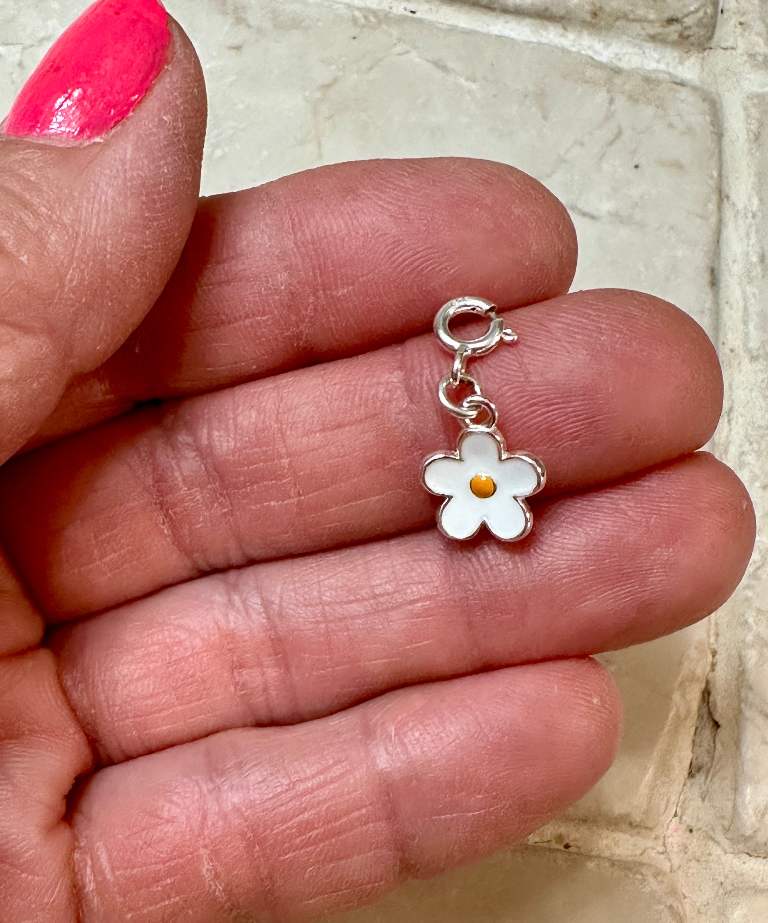Sterling Silver White Daisy Charm