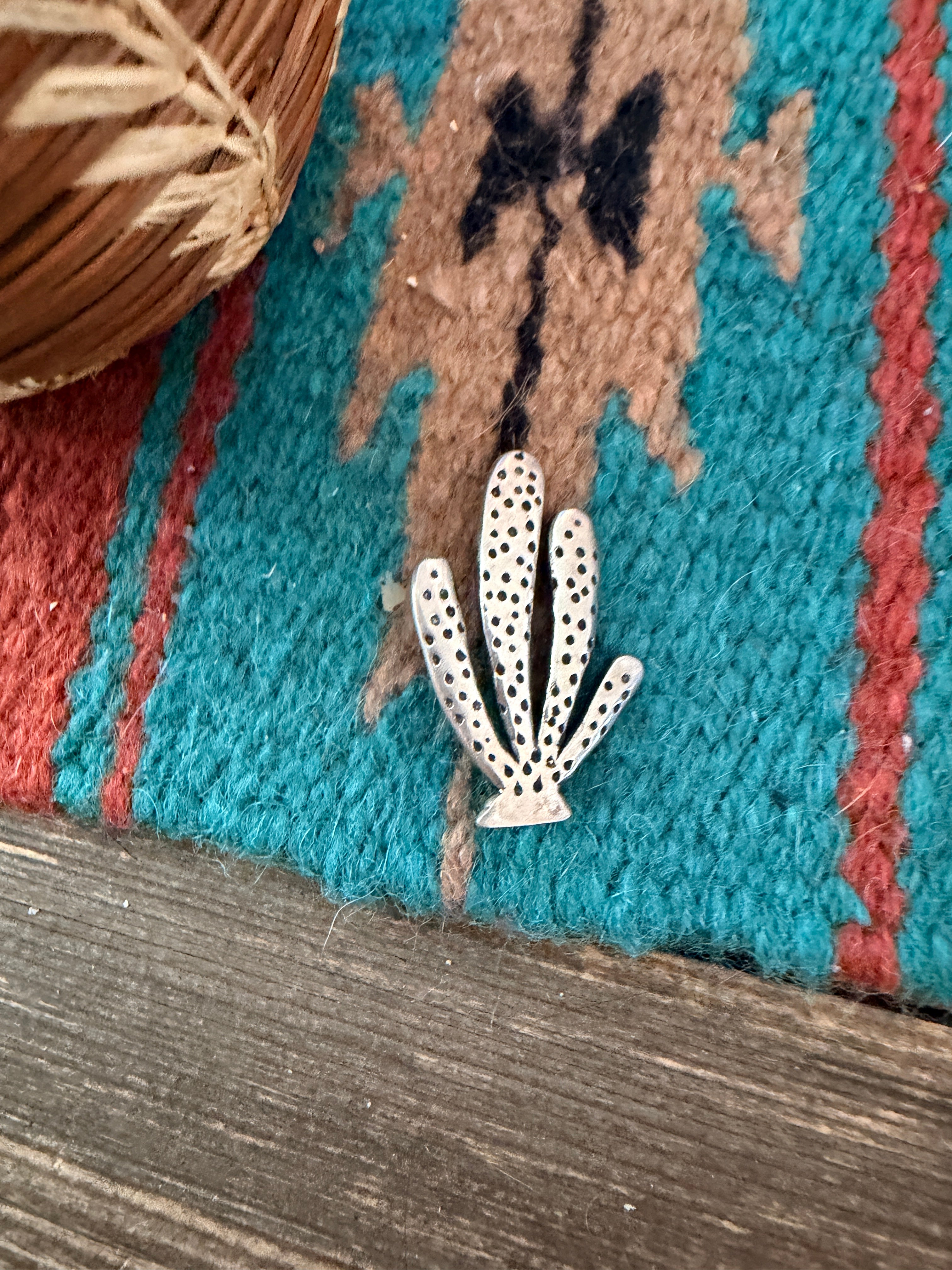 Old Pawn Handcrafted Sterling Silver Cactus Brooch