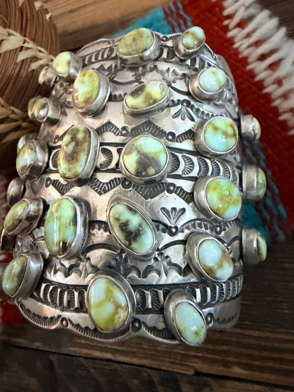 Handcrafted Palomino Turquoise & Sterling Silver Cuff Bracelet by Leroy James