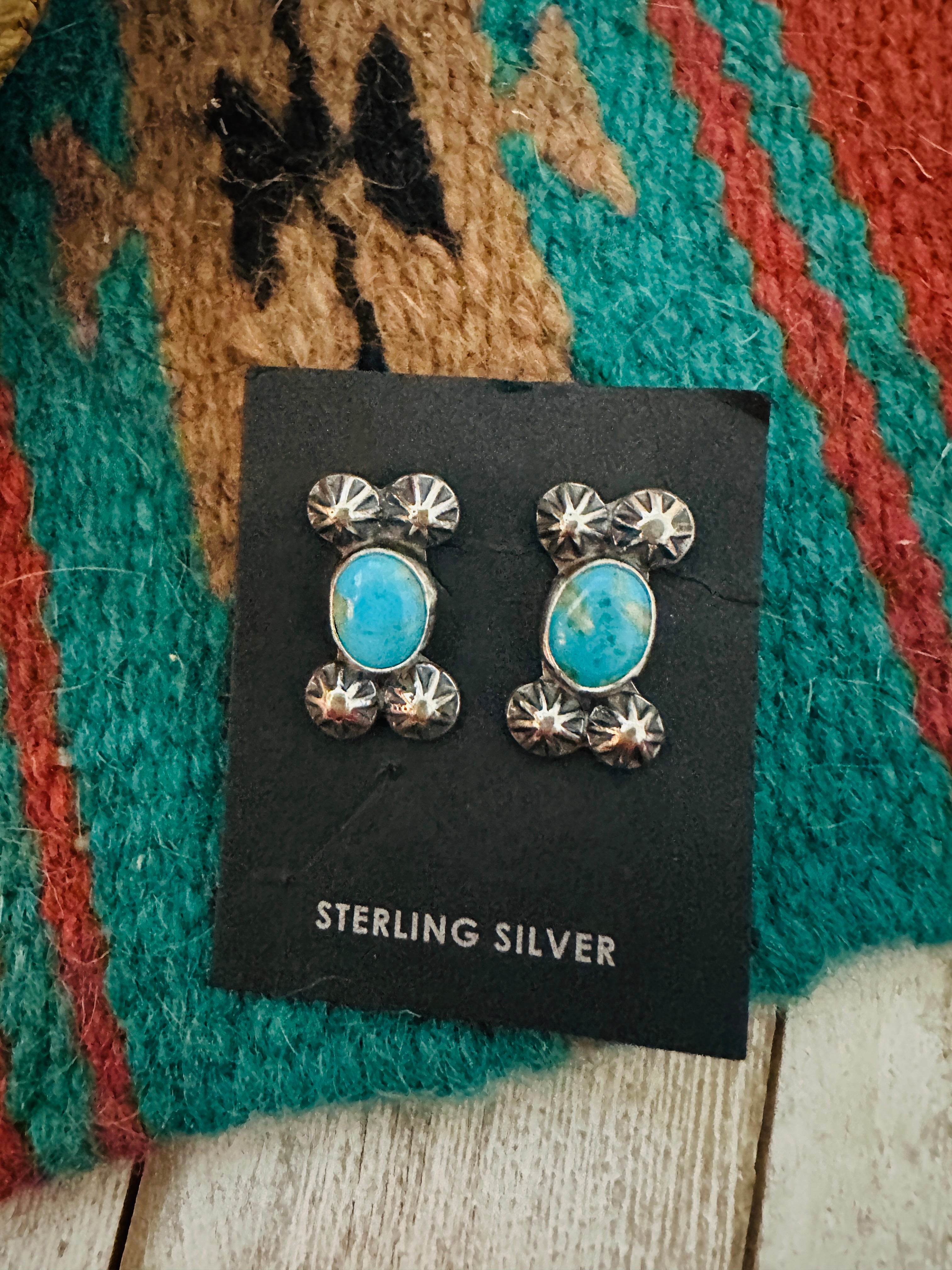 Navajo Sterling Silver & Turquoise Post Earrings