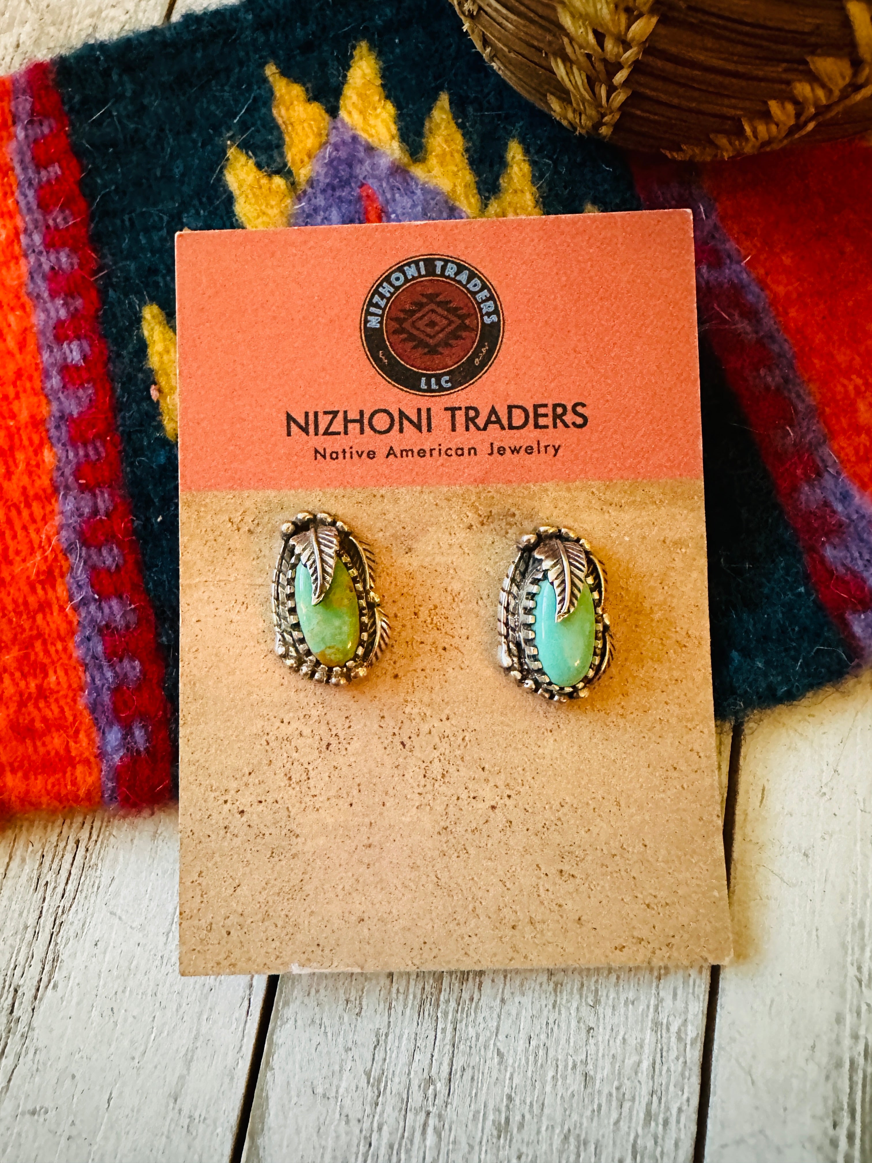 Navajo Turquoise and Sterling Silver Stud Earrings