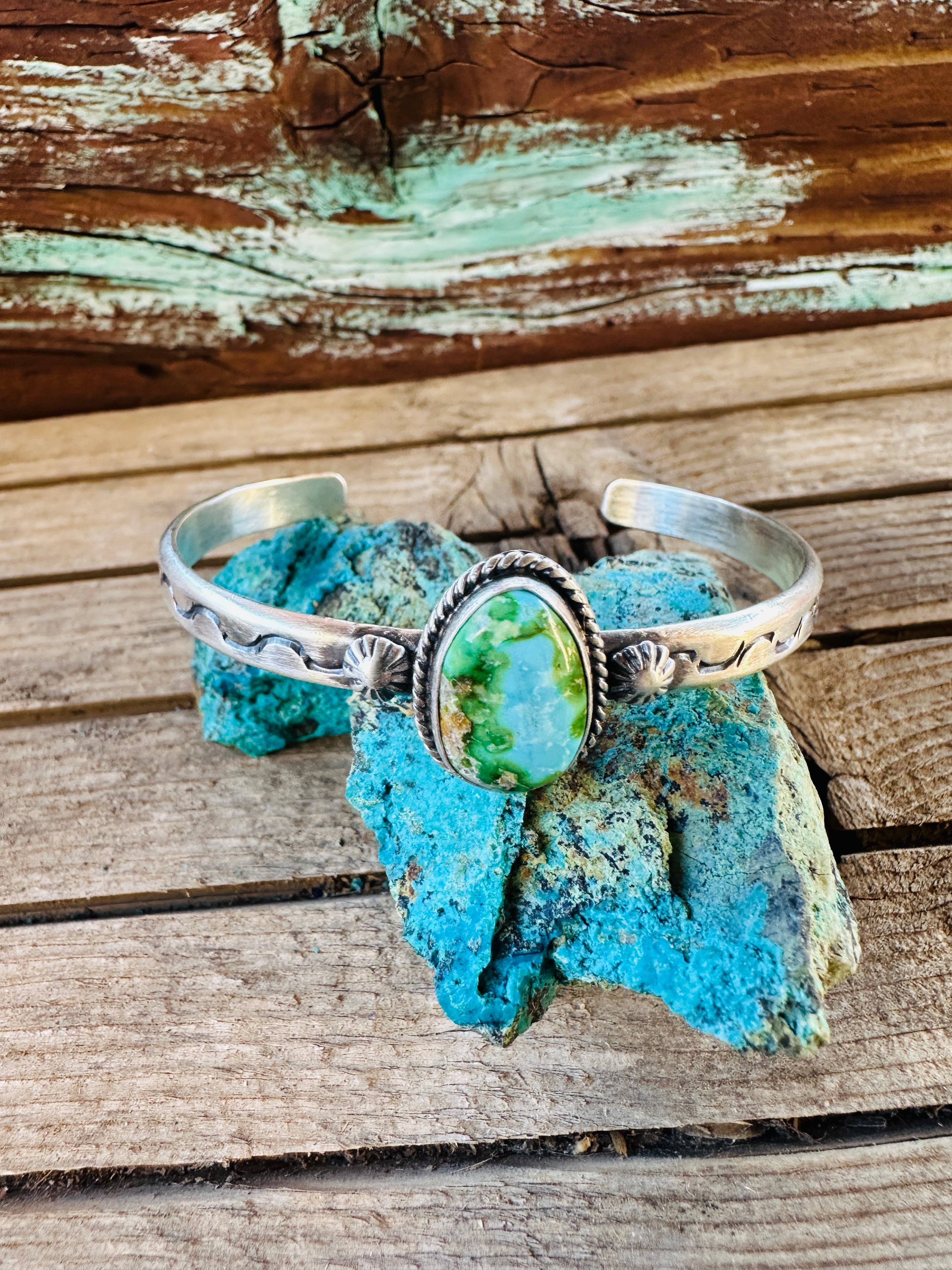 Handcrafted Sonoran Mountain Turquoise & Sterling Silver Cuff Bracelet