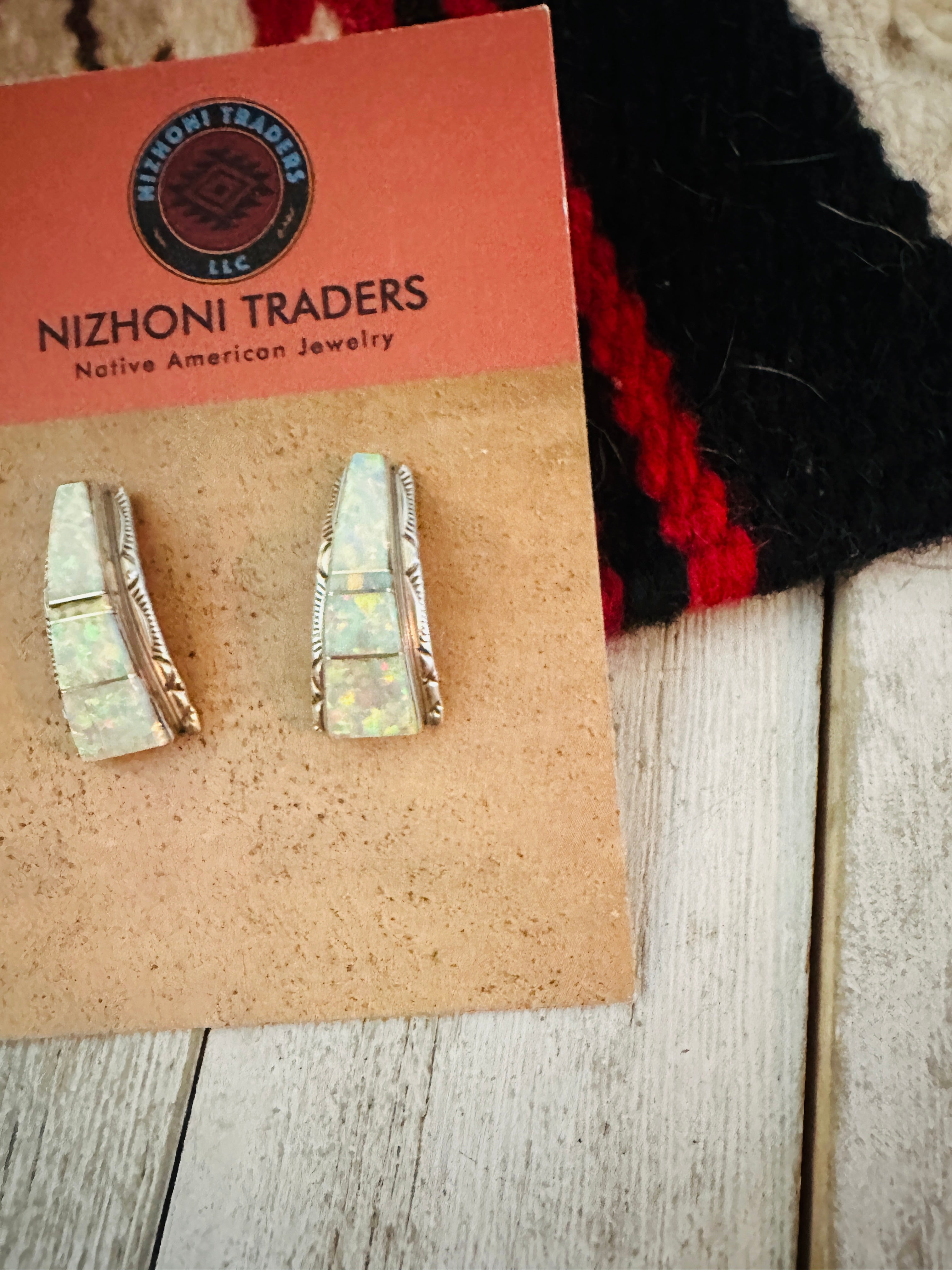 Navajo Opal & Sterling Silver Inlay Earrings