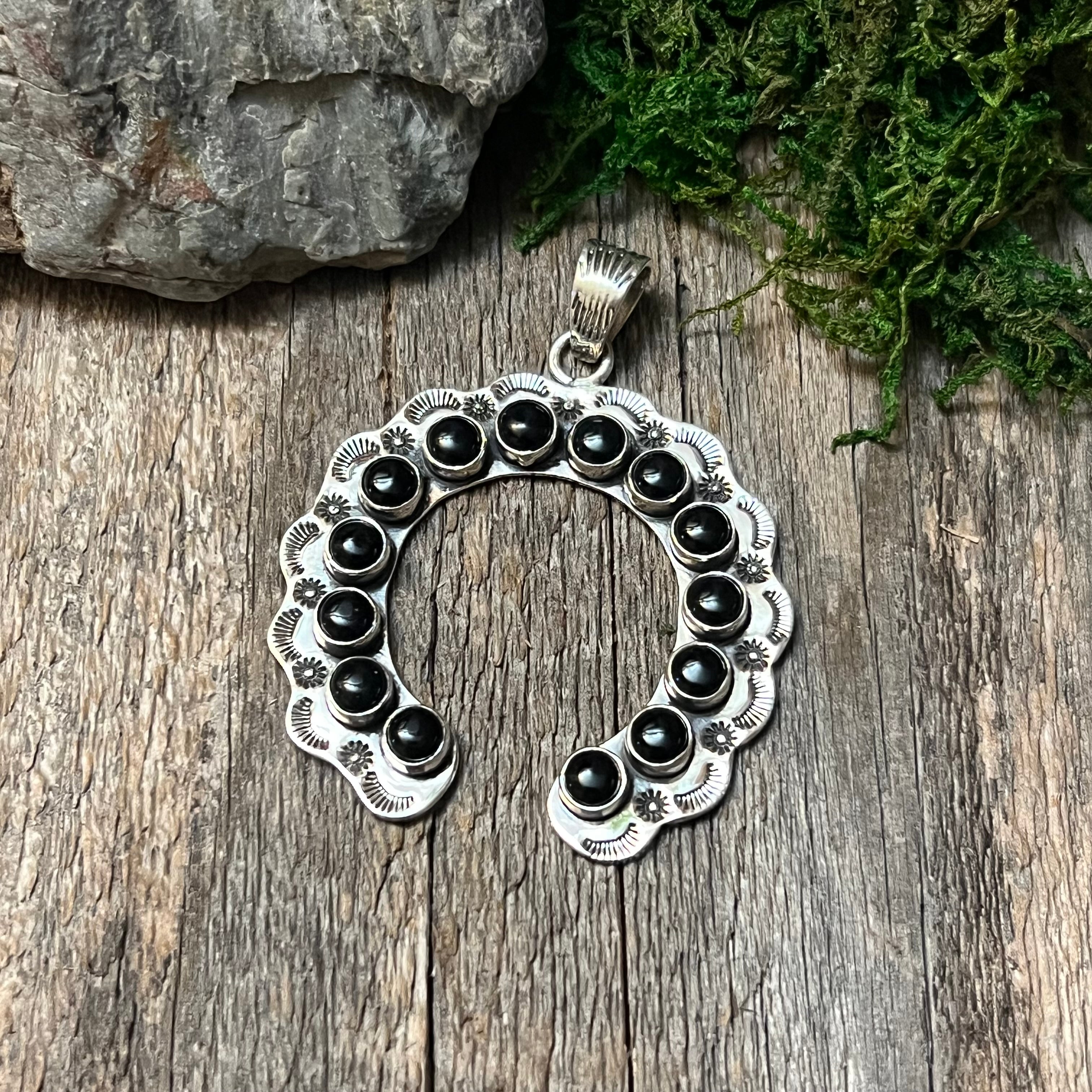 Handmade Sterling Silver & Black Onyx Naja Pendant