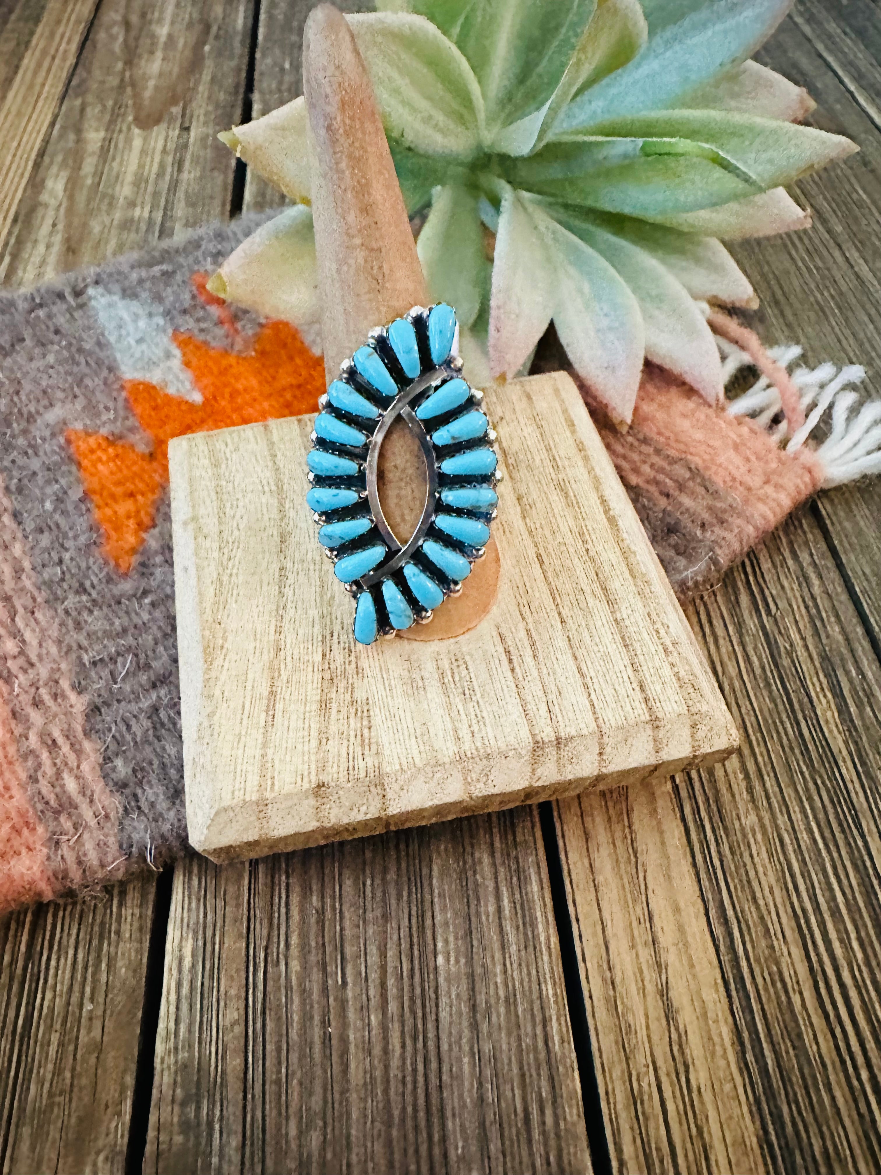 Navajo Sterling Silver And Turquoise Cluster Ring