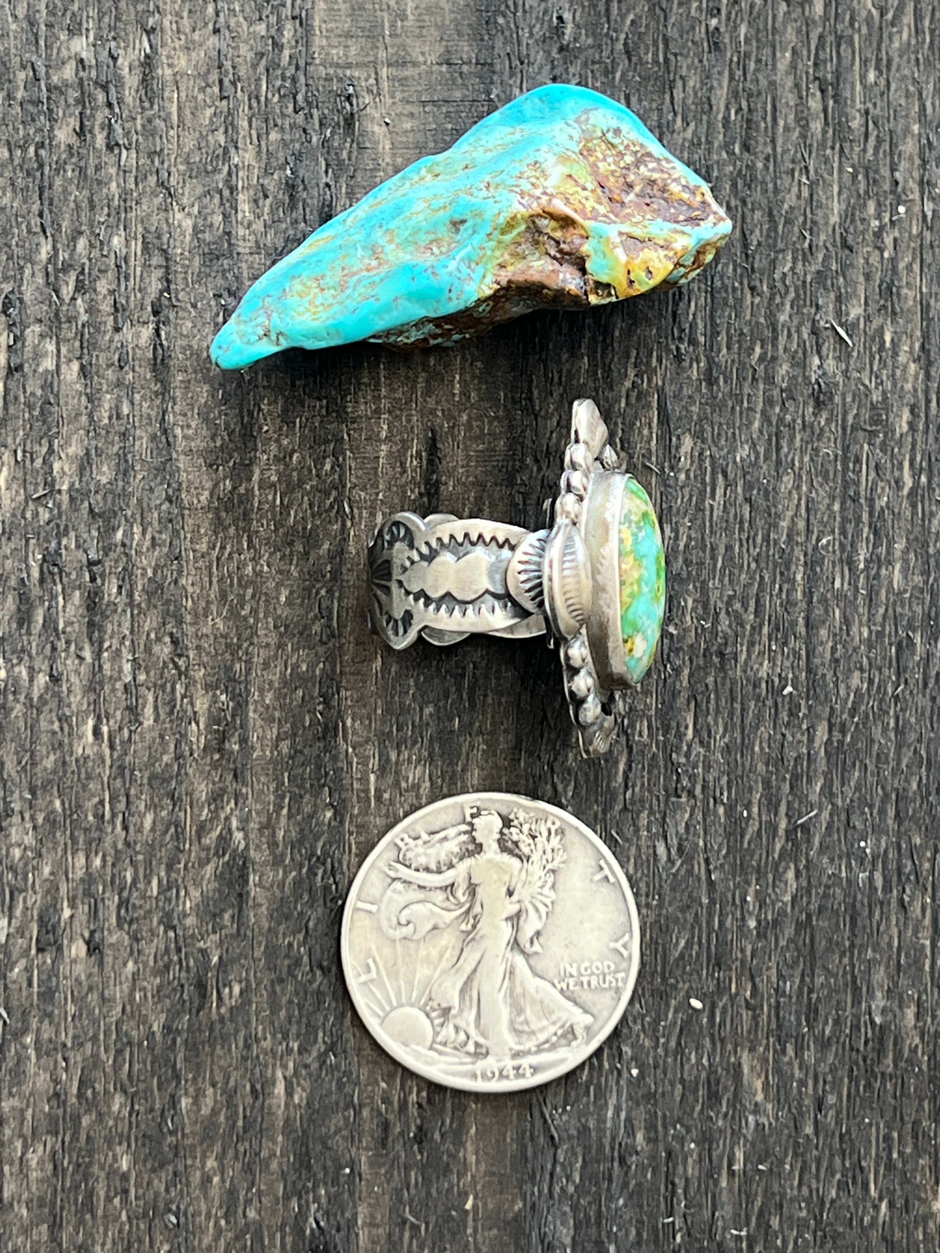 Handcrafted Sterling Silver and Sonoran Mountain Turquoise Single Stone Ring by Gilbert Tom, Size 9.5
