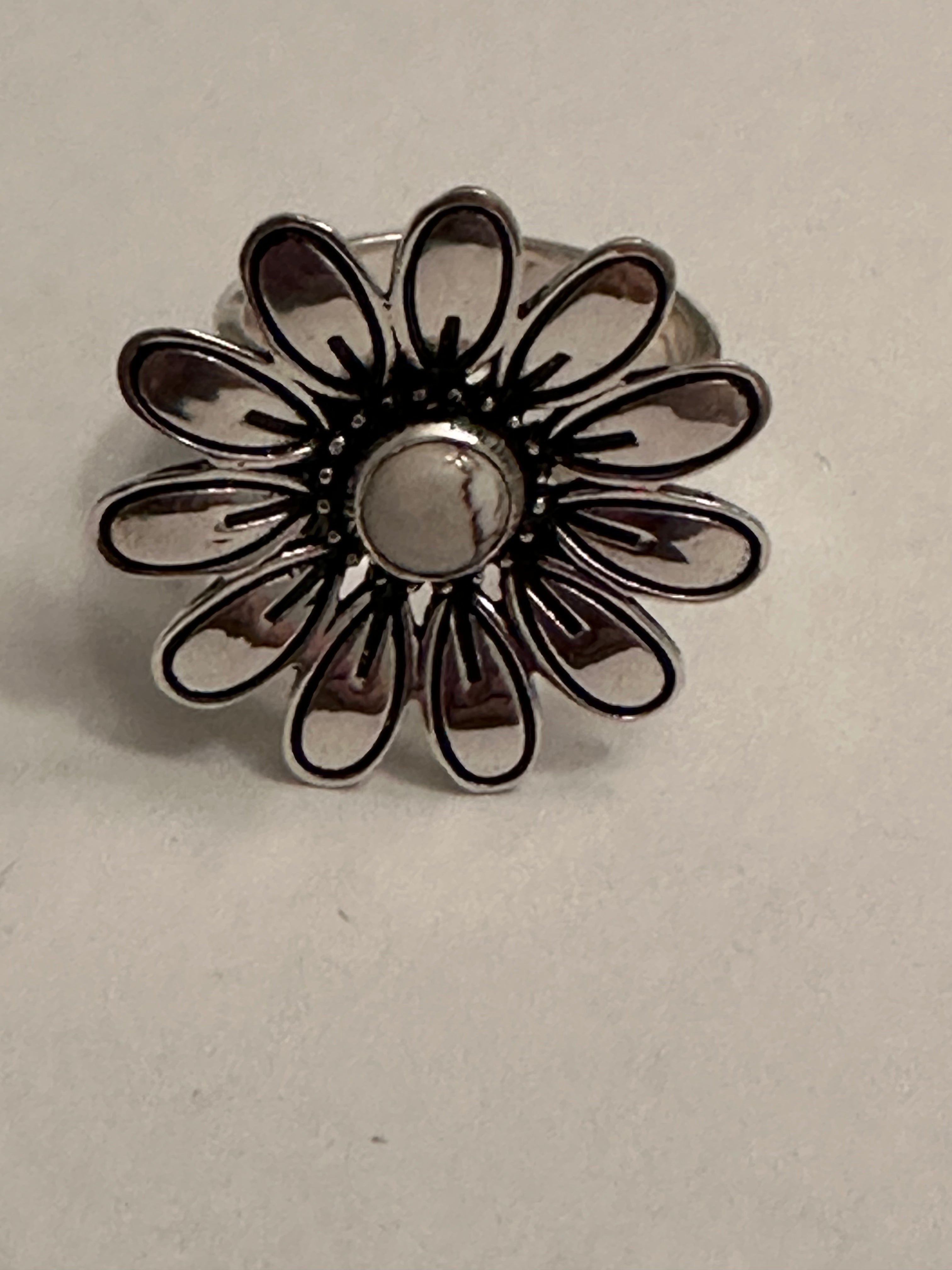 The Daisy Adjustable Wild Horse and Sterling Silver Flower Ring