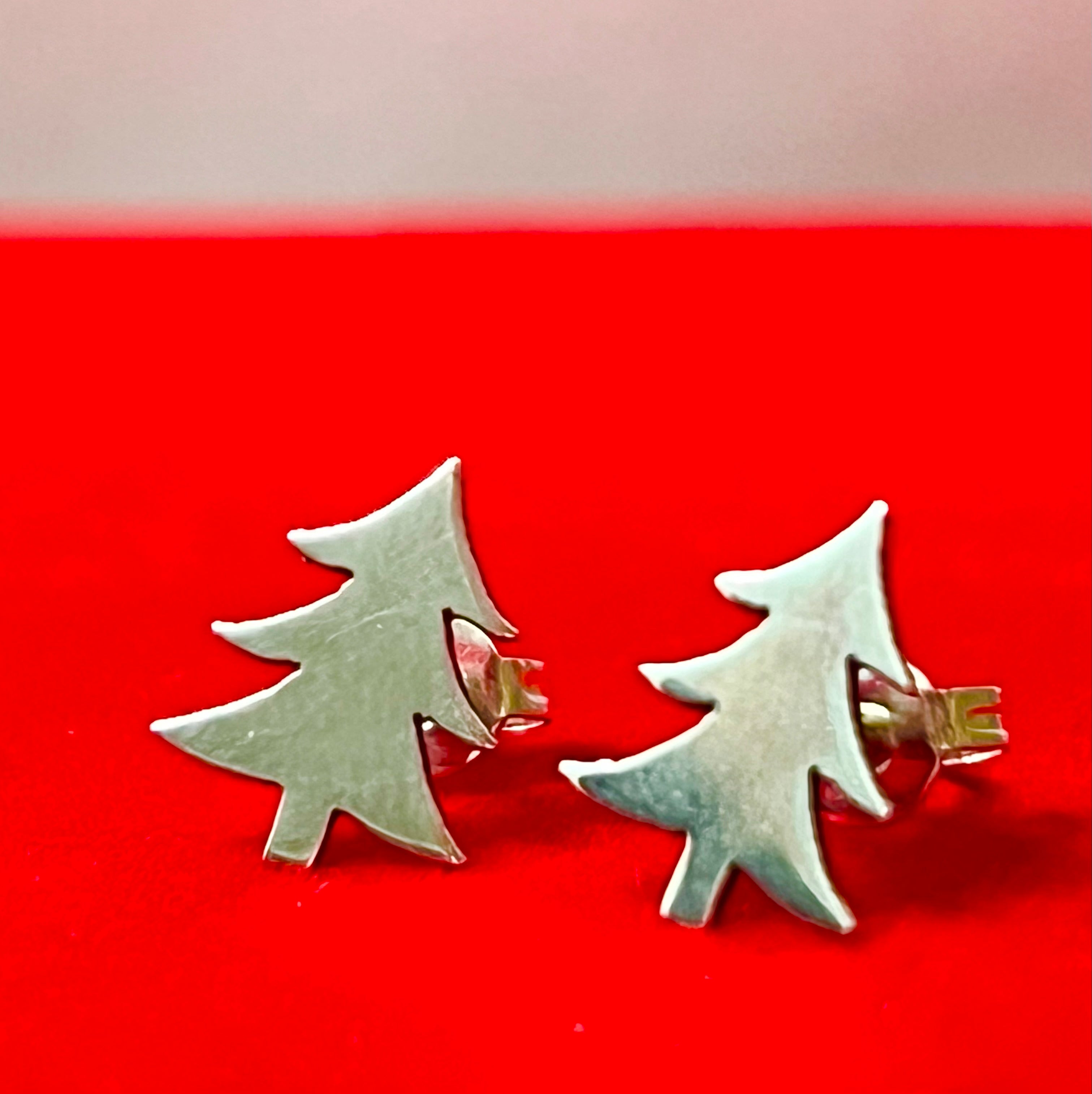 Sterling Silver 3-Branch Christmas Tree Earrings On Post