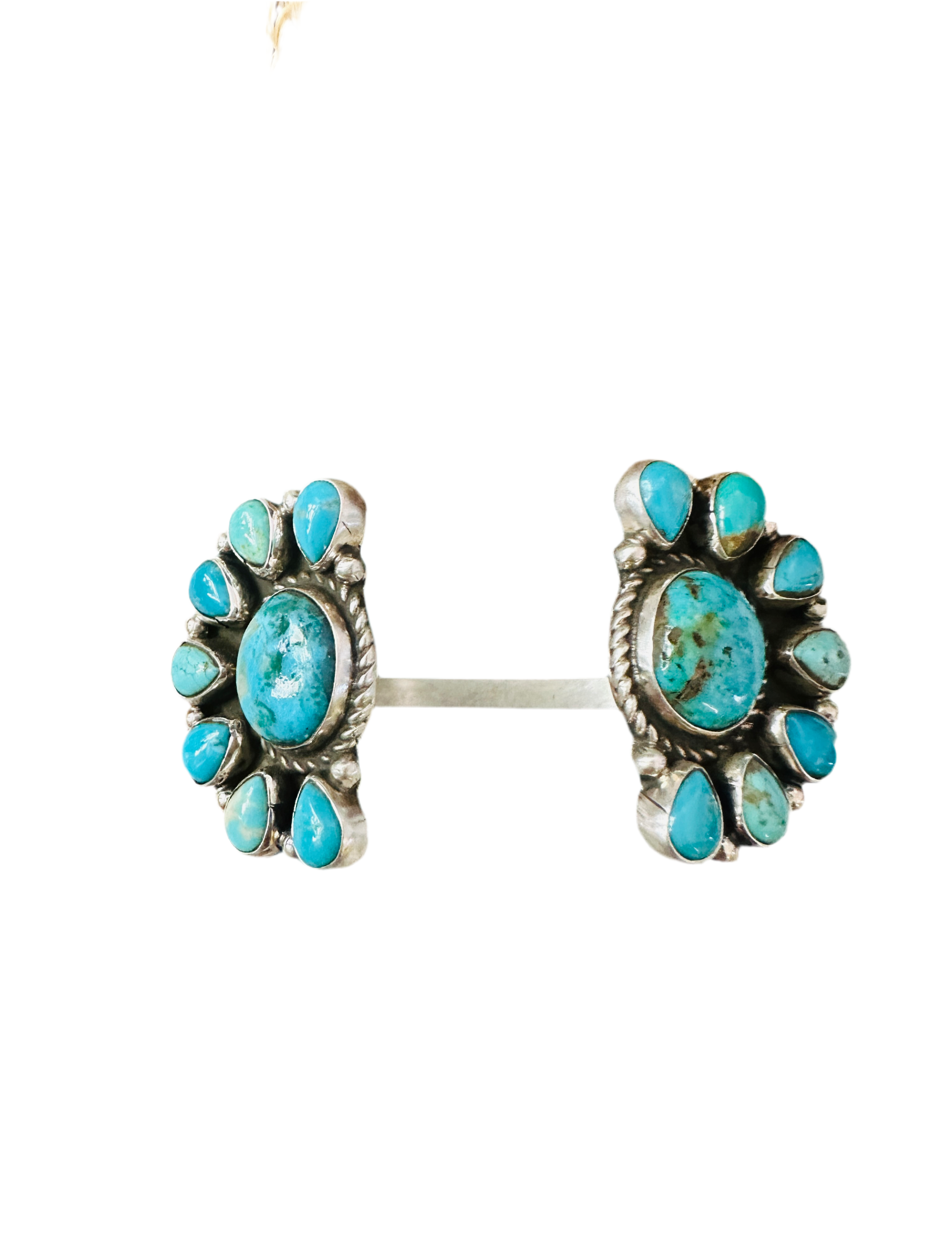 Handcrafted Turquoise & Sterling Silver Floating Cuff Bracelet /