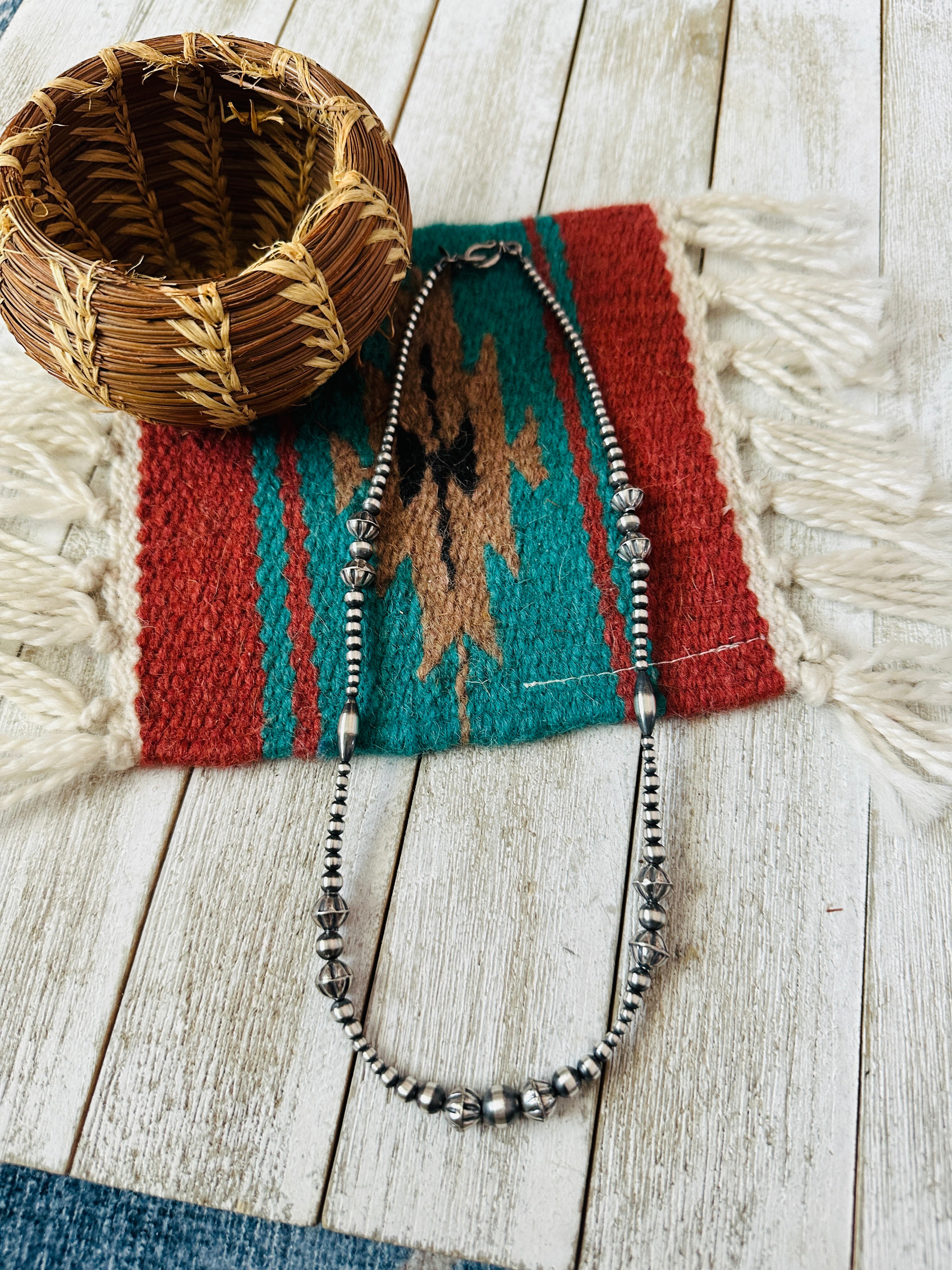 Handcrafted Sterling Silver Pearl Beaded Necklace