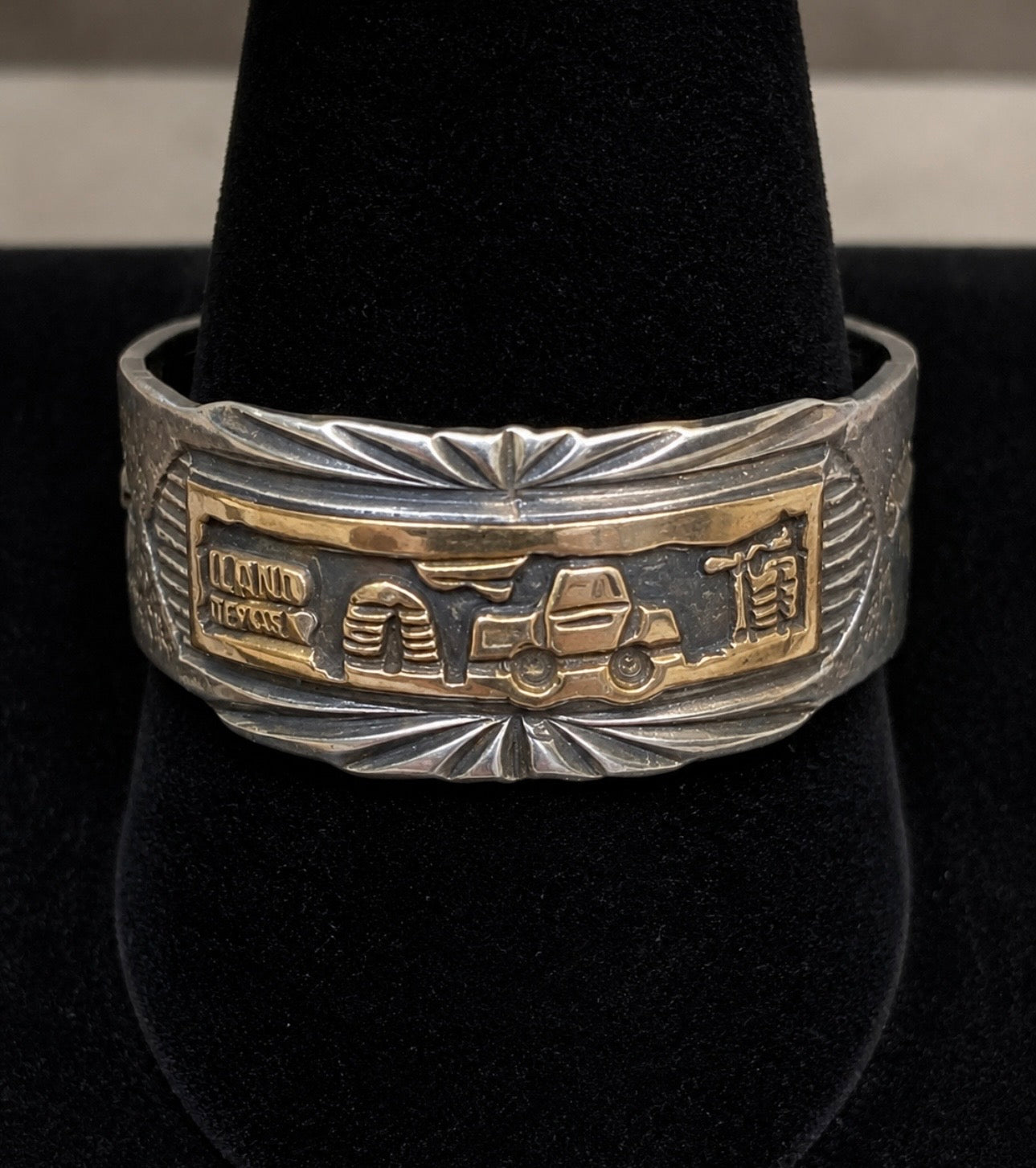 Handcrafted Sterling Silver Copper Story Teller Ring Size 12.5