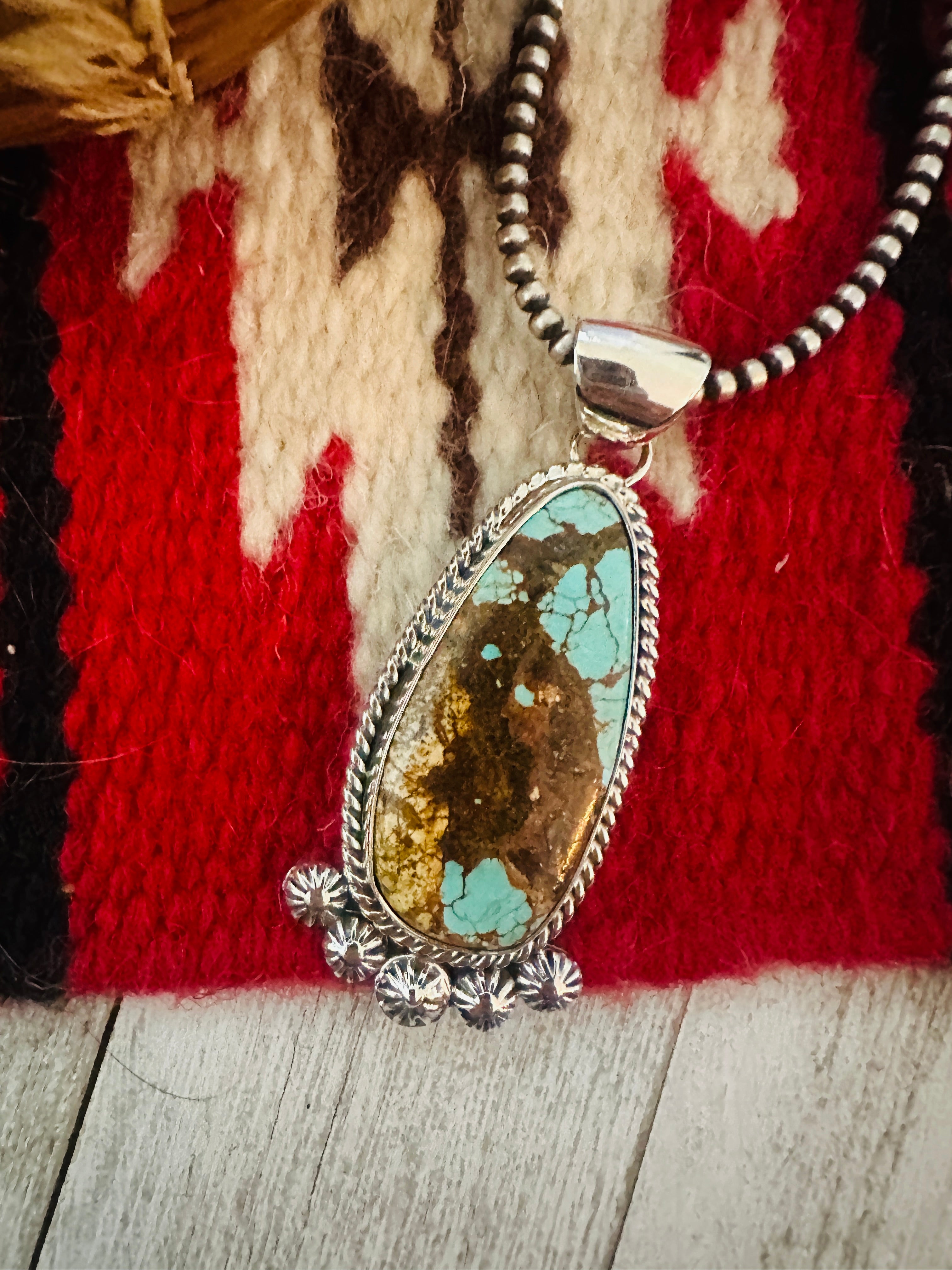 Navajo Number 8 Turquoise & Sterling Silver Pendant