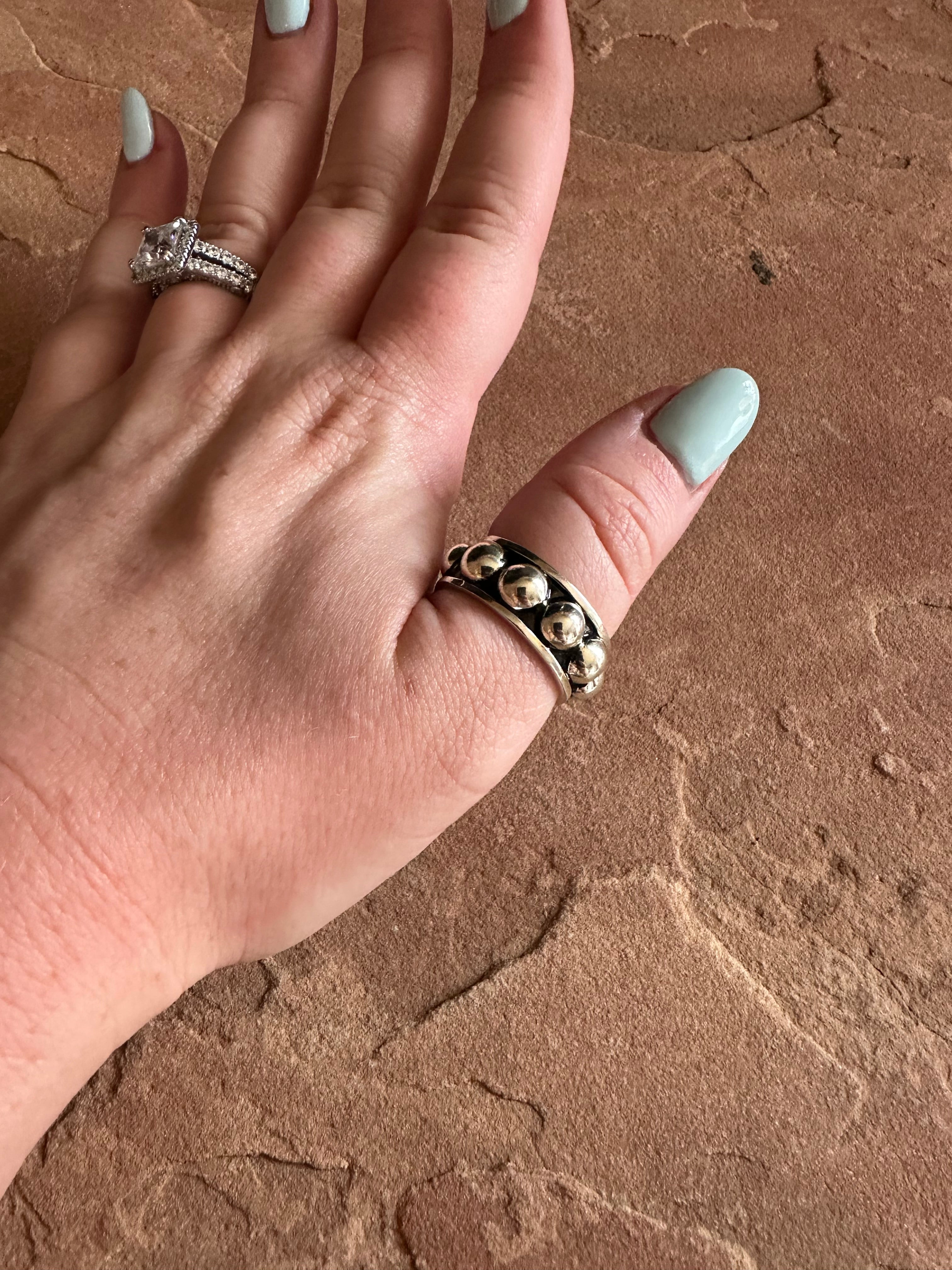 Handmade Sterling Silver 6mm Rocker Stacker Adjustable Band Ring