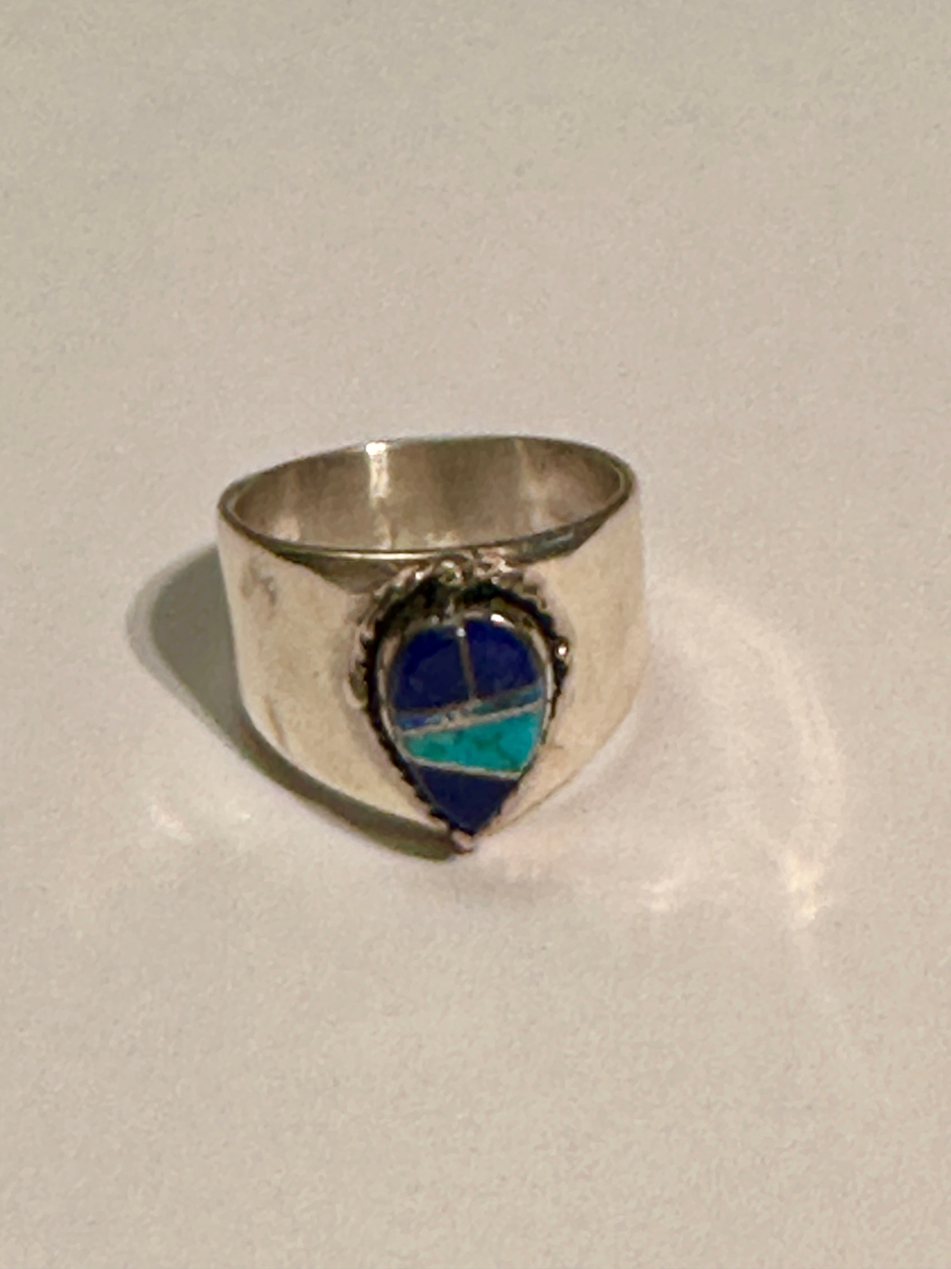 Lapis & Turquoise & Sterling Silver Drop Cigar Band