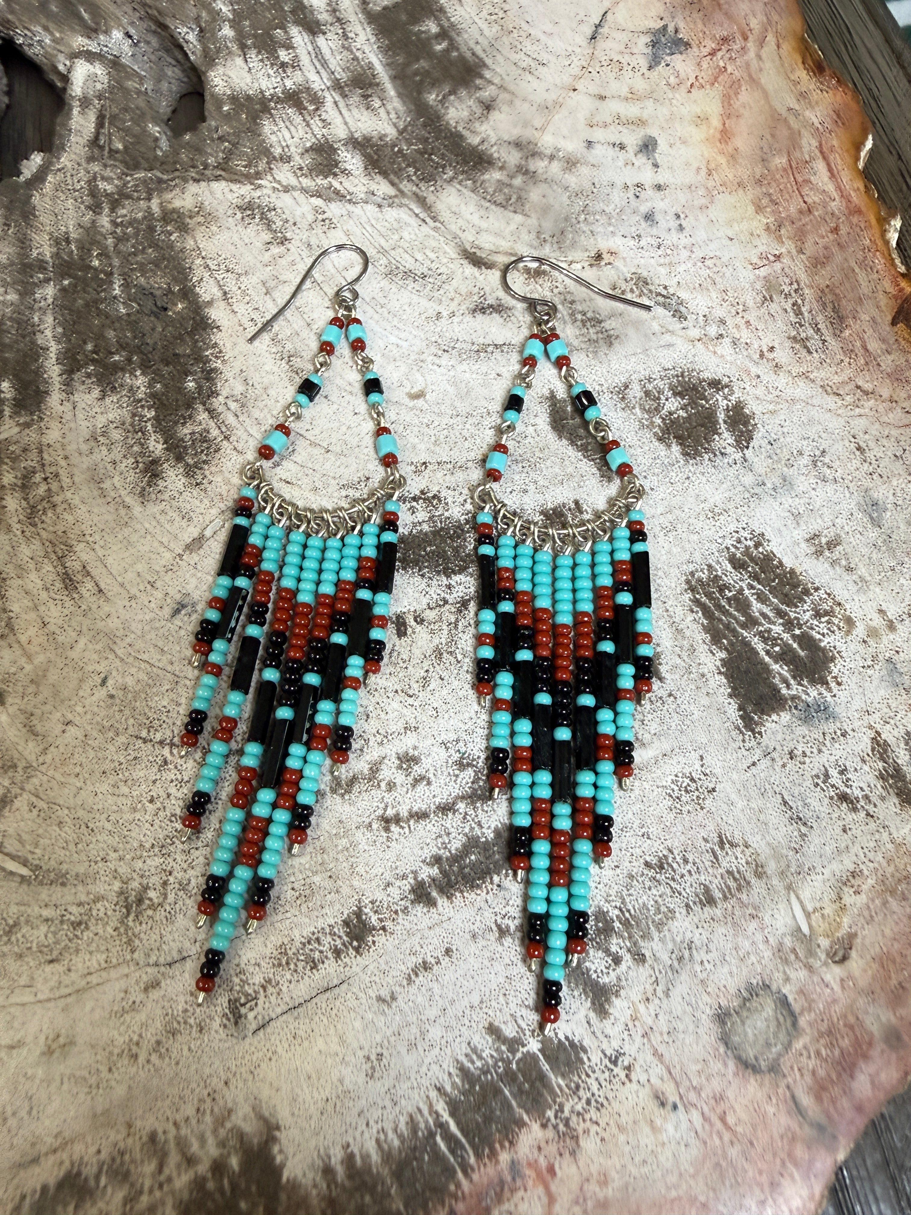 “The Golden Collection”  Desert Dancer Handmade Multi Color Beaded Earrings