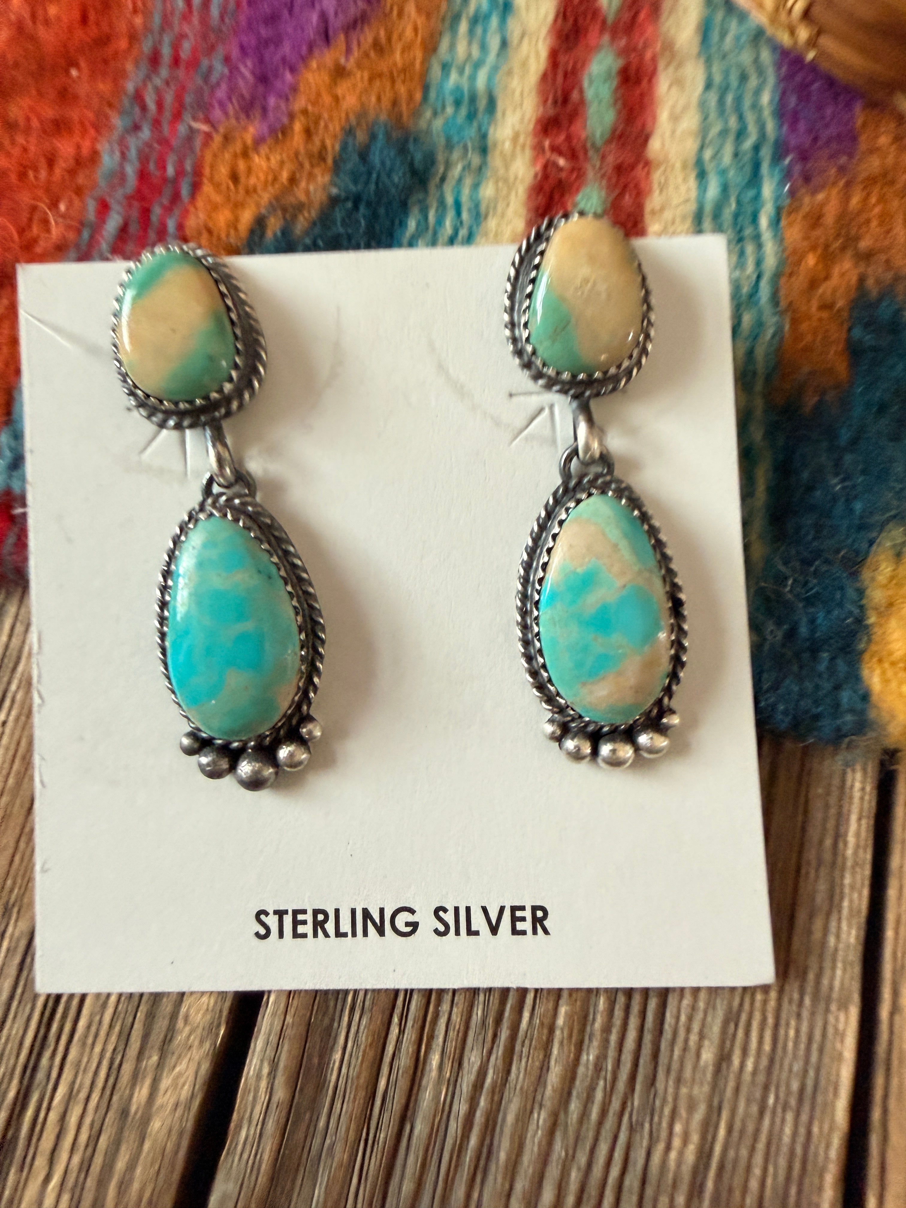 Handcrafted Turquoise & Sterling Silver Dangle Earrings