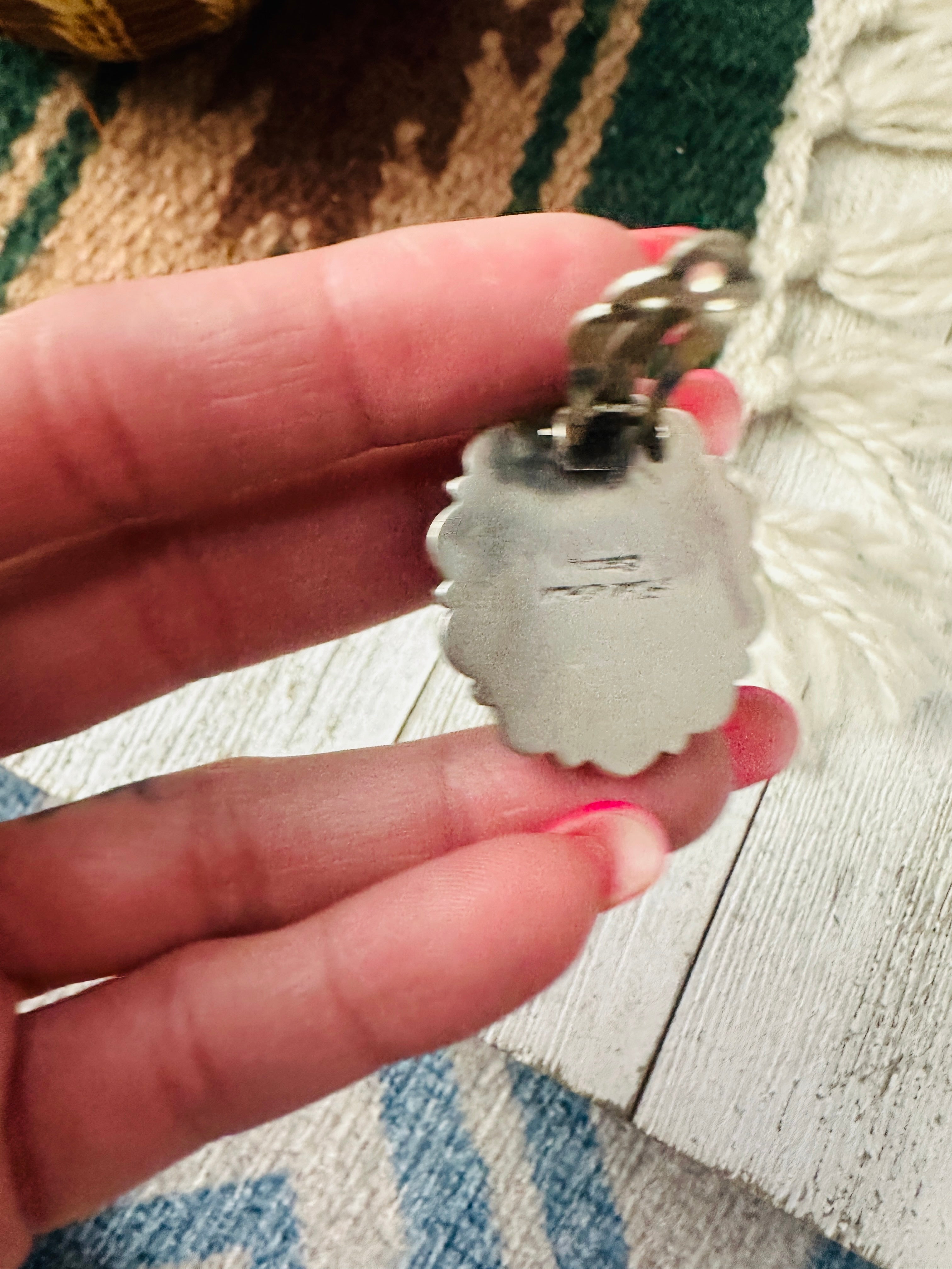 Handcrafted Old Pawn Lapis and Sterling Silver Cluster Clip On Earrings