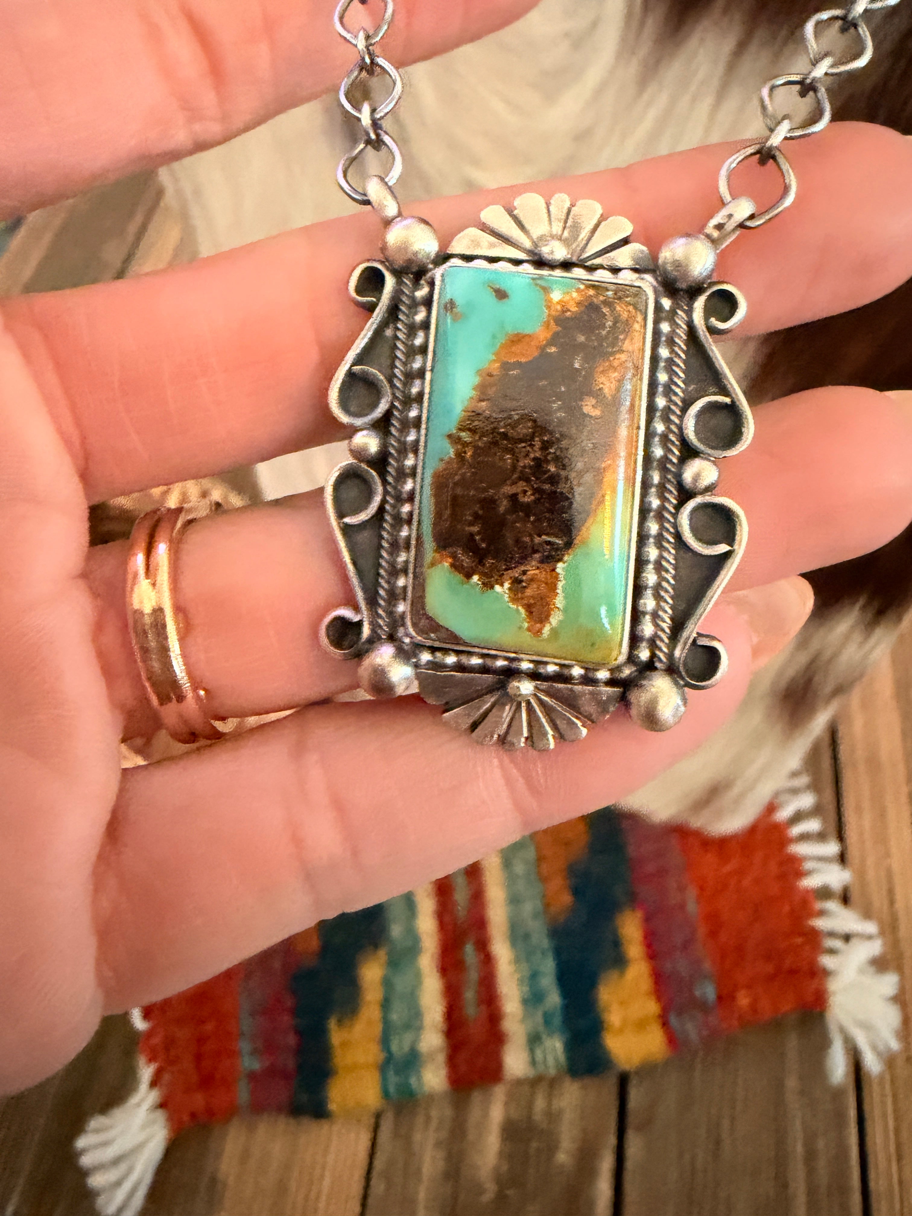 Handcrafted Royston Turquoise & Sterling Silver Necklace by Daniel Benally