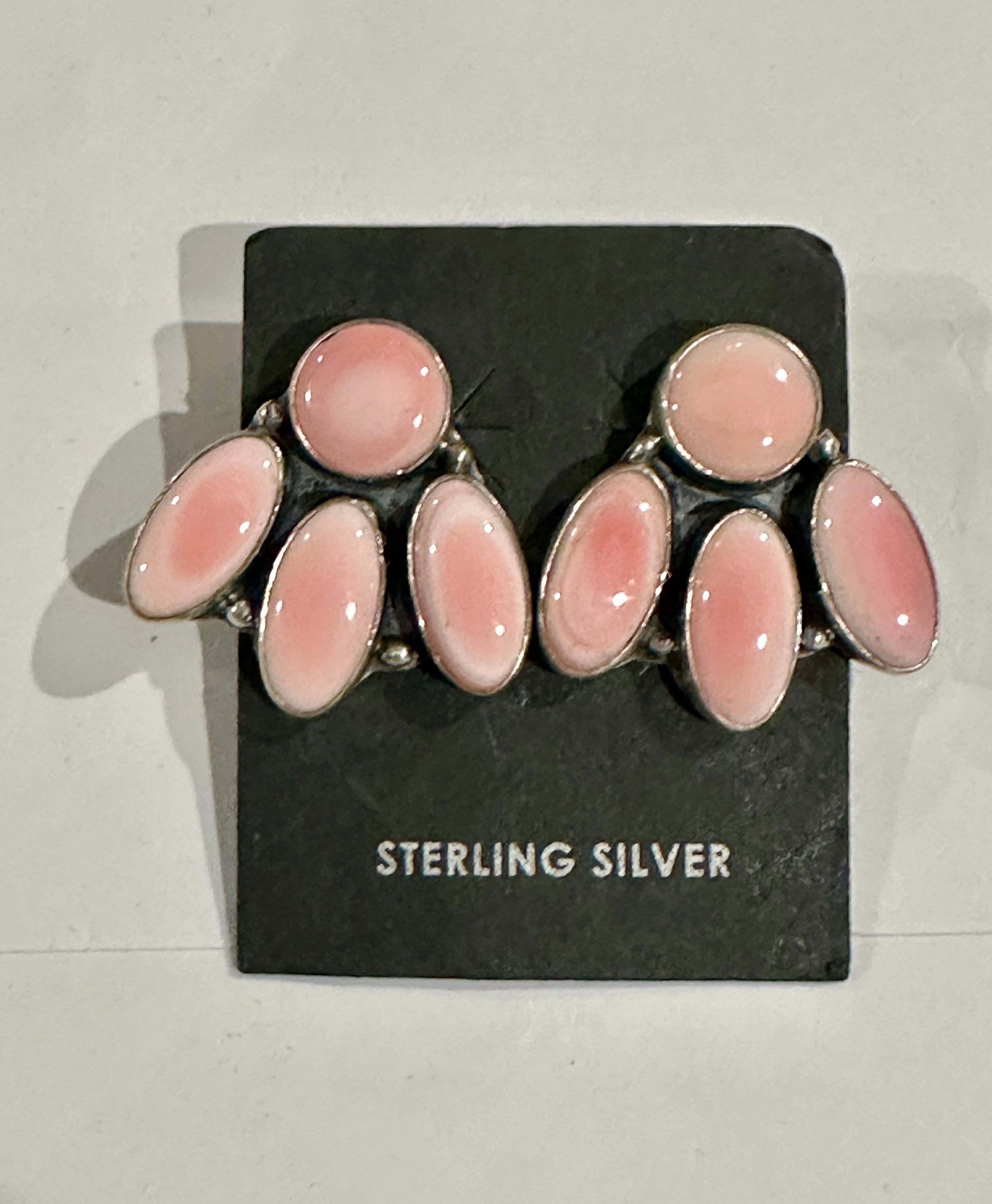 Navajo Queen Pink Conch & Sterling Post Earrings