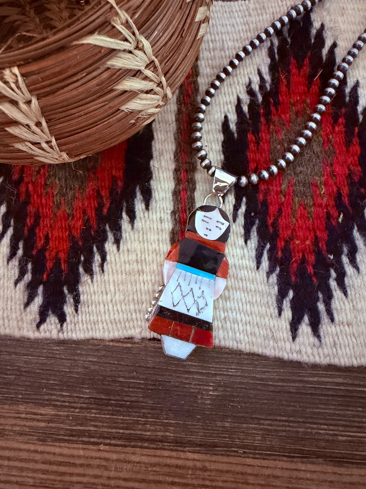 Handcrafted Sterling Silver & Multi Stone Inlay Maiden Girl Pendant