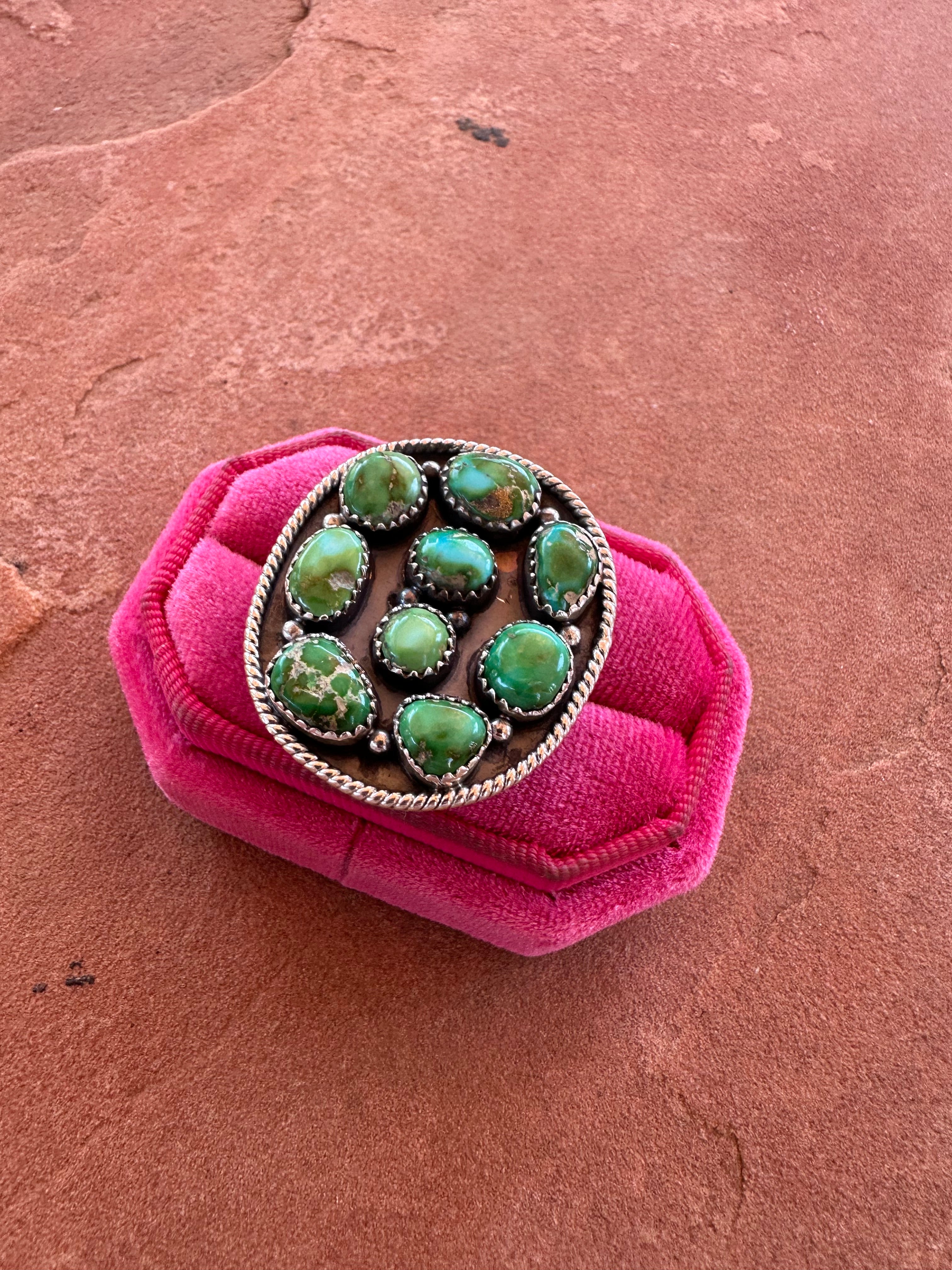 Beautiful Handmade Sonoran Turquoise And Sterling Silver Adjustable Ring