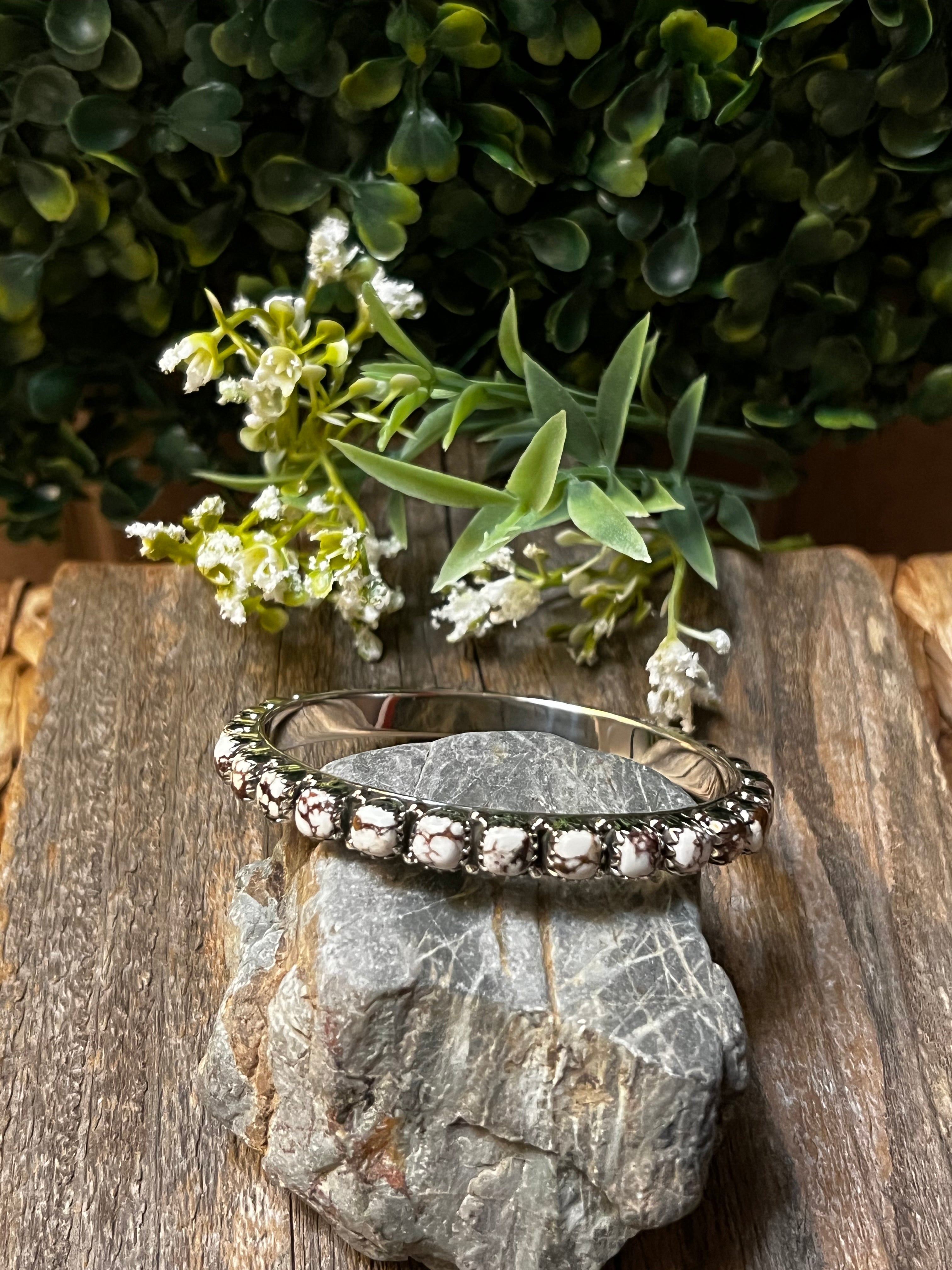 Handmade Wild Horse & Sterling Silver Custom Bangles 7 1/2”