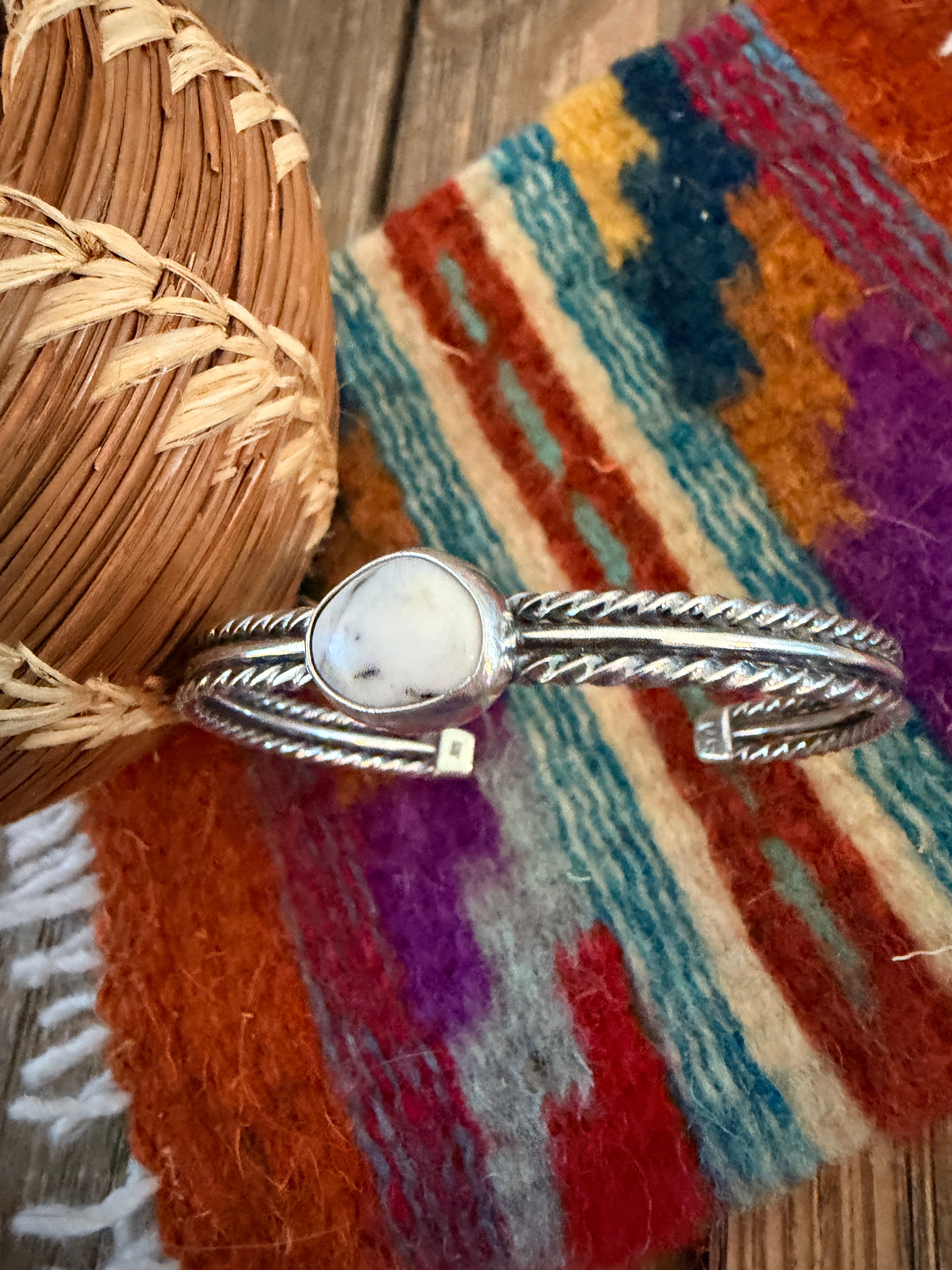 Handcrafted White Buffalo & Sterling Silver Cuff Bracelet
