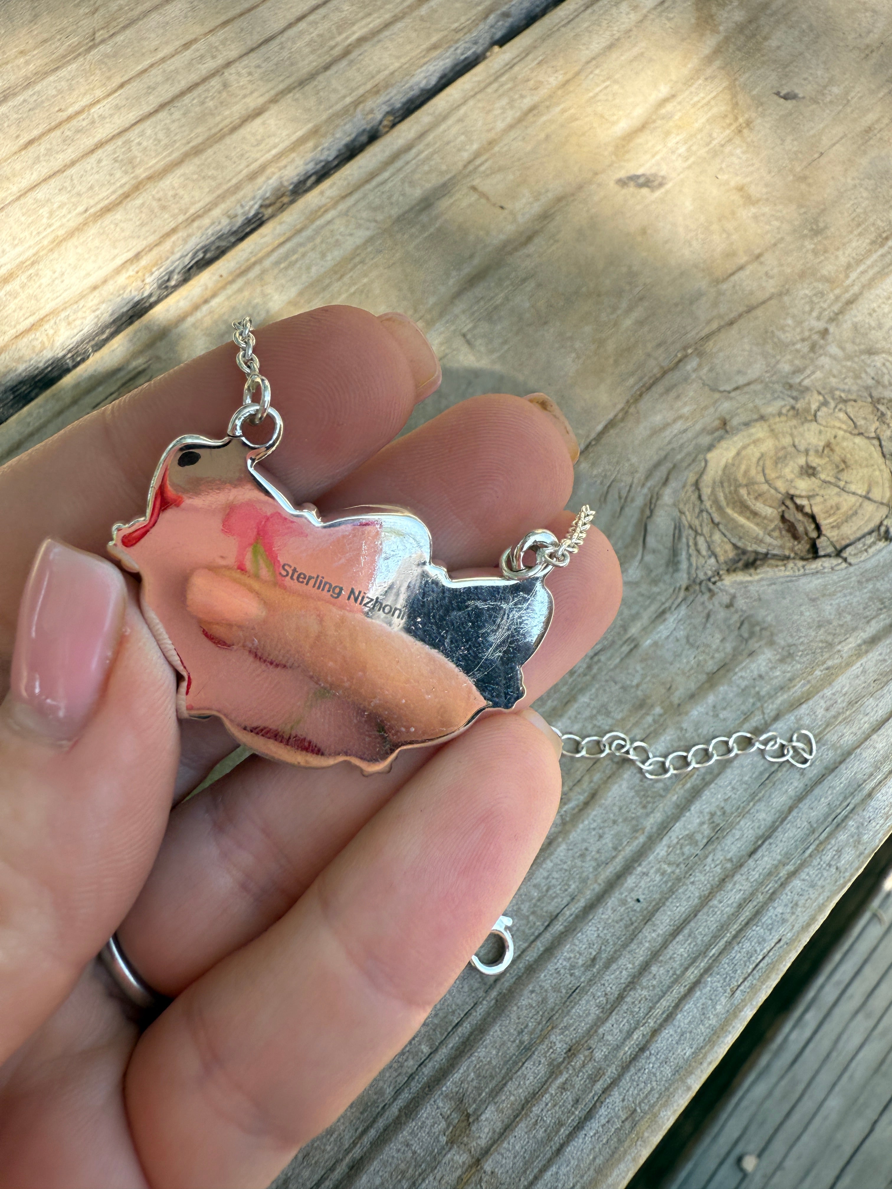 Handmade Cotton Candy Sterling Silver Crescent Necklace