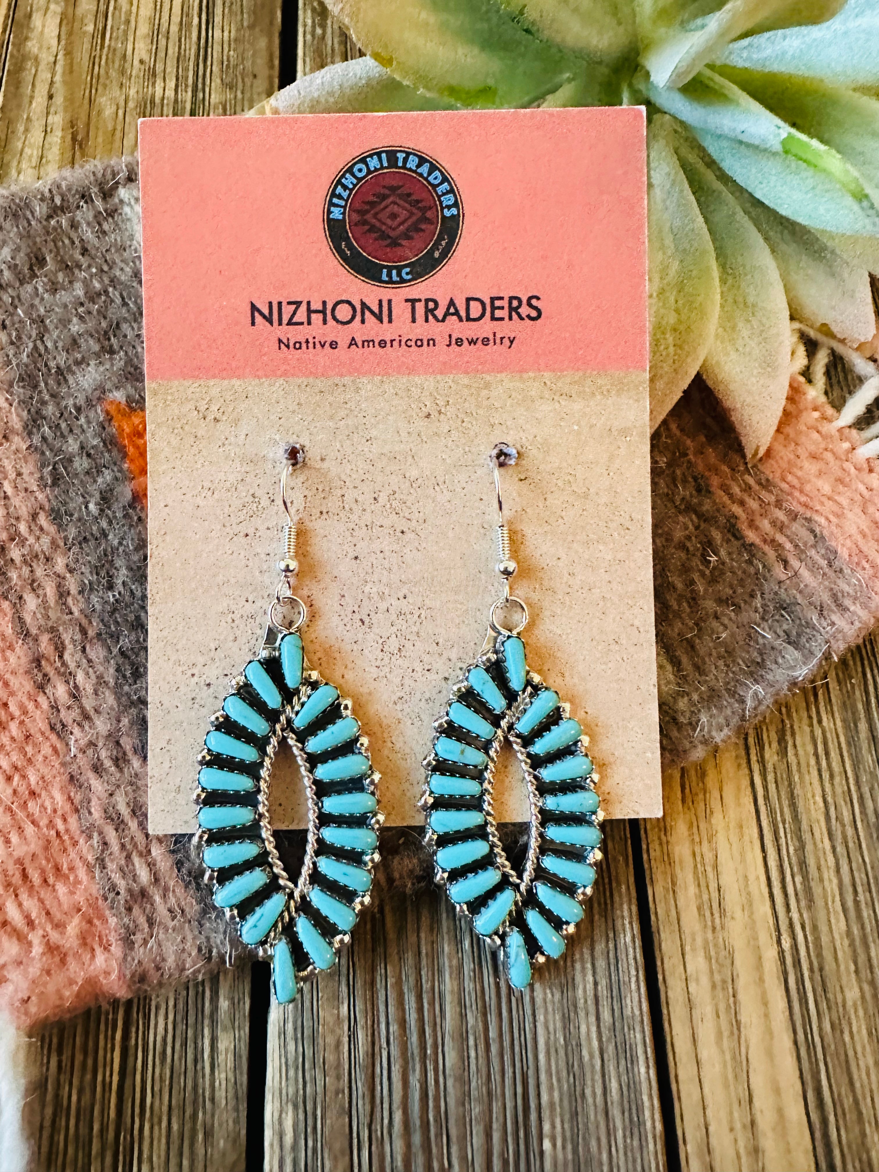 Handcrafted Sterling Silver & Turquoise Fishtail Dangle Earrings