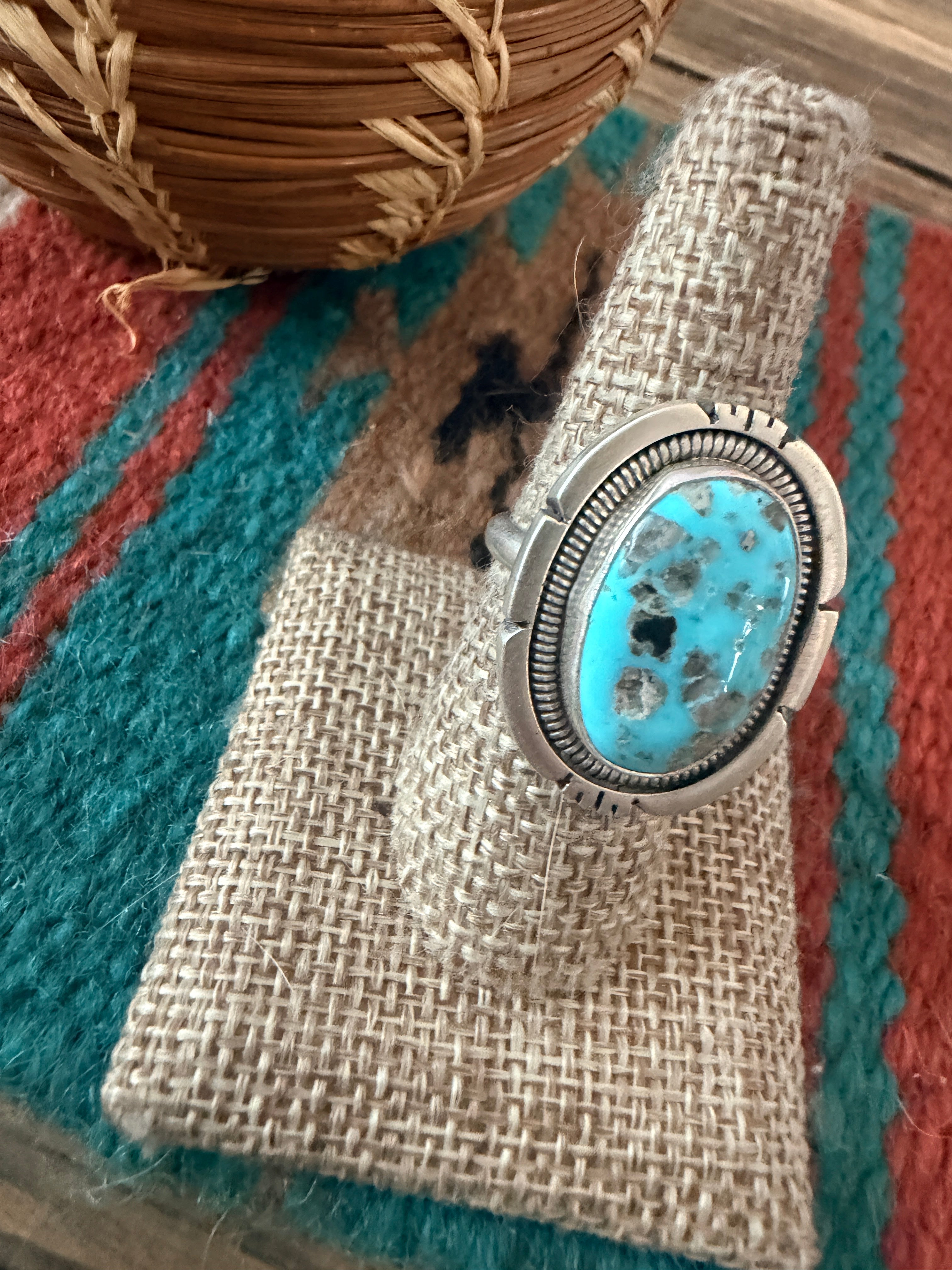 Handcrafted Turquoise & Sterling Silver Adjustable Ring