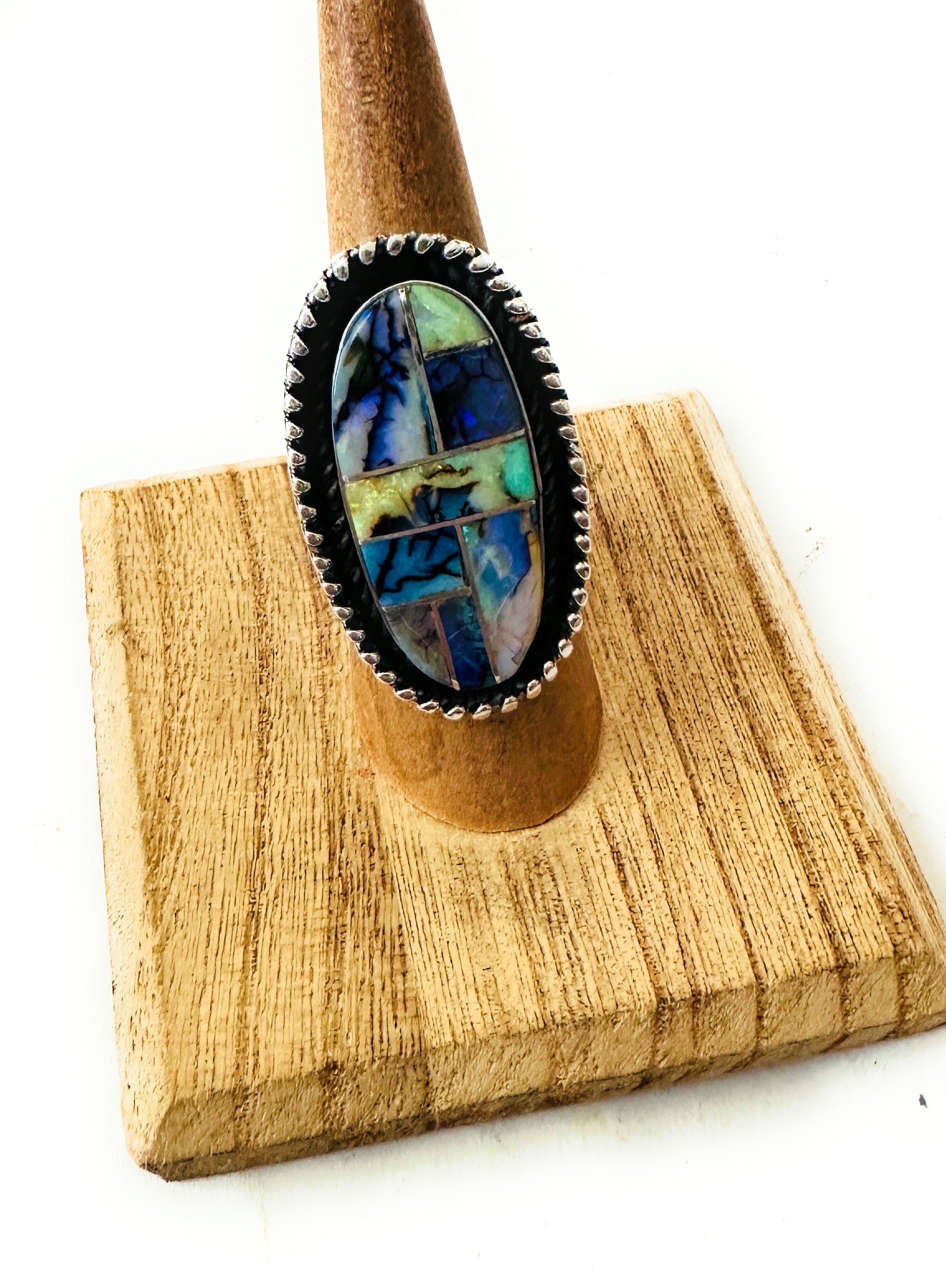 Navajo Opal & Sterling Silver Inlay Ring Size 6