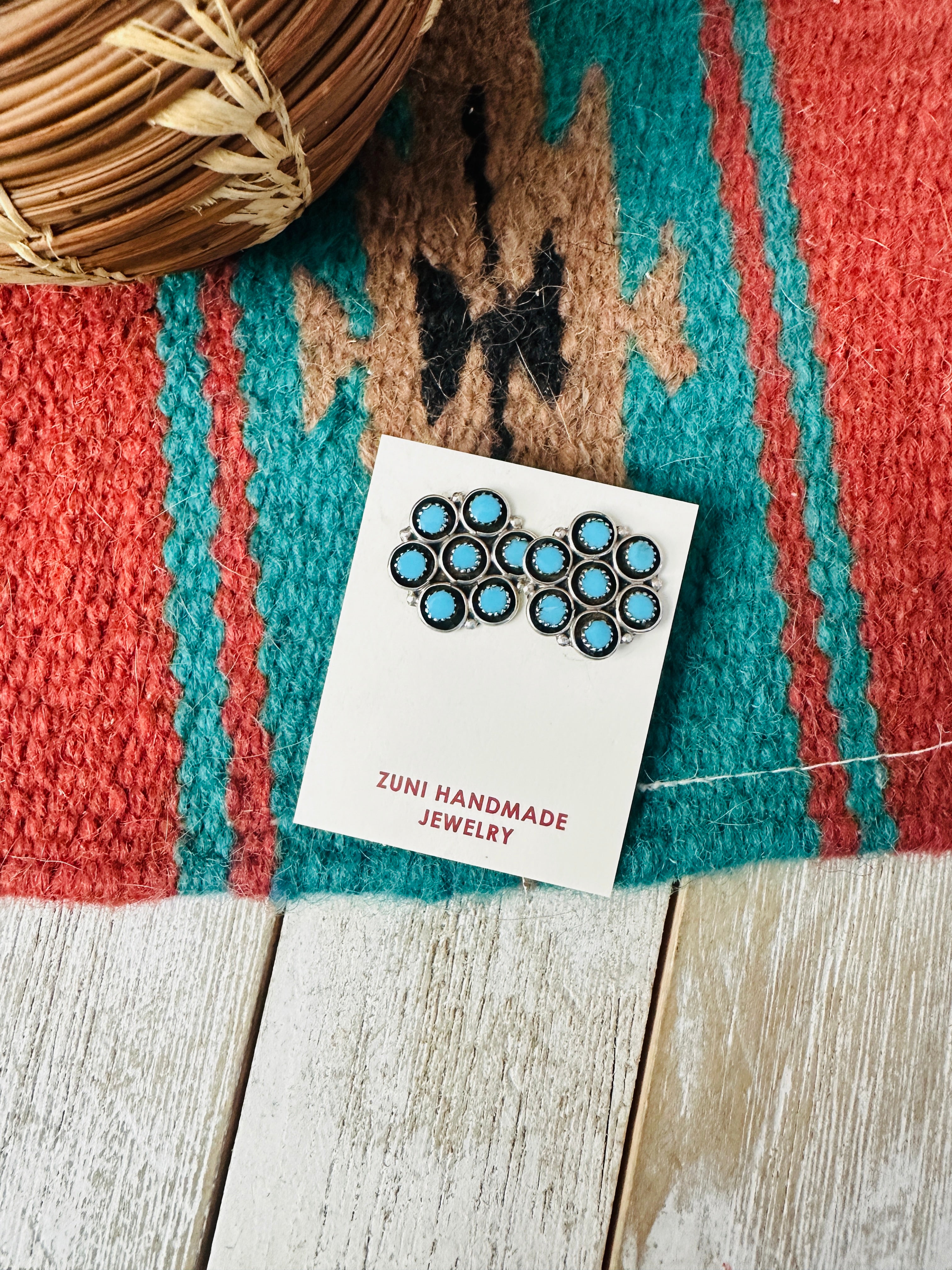 Zuni Sterling Silver & Turquoise Post Earrings