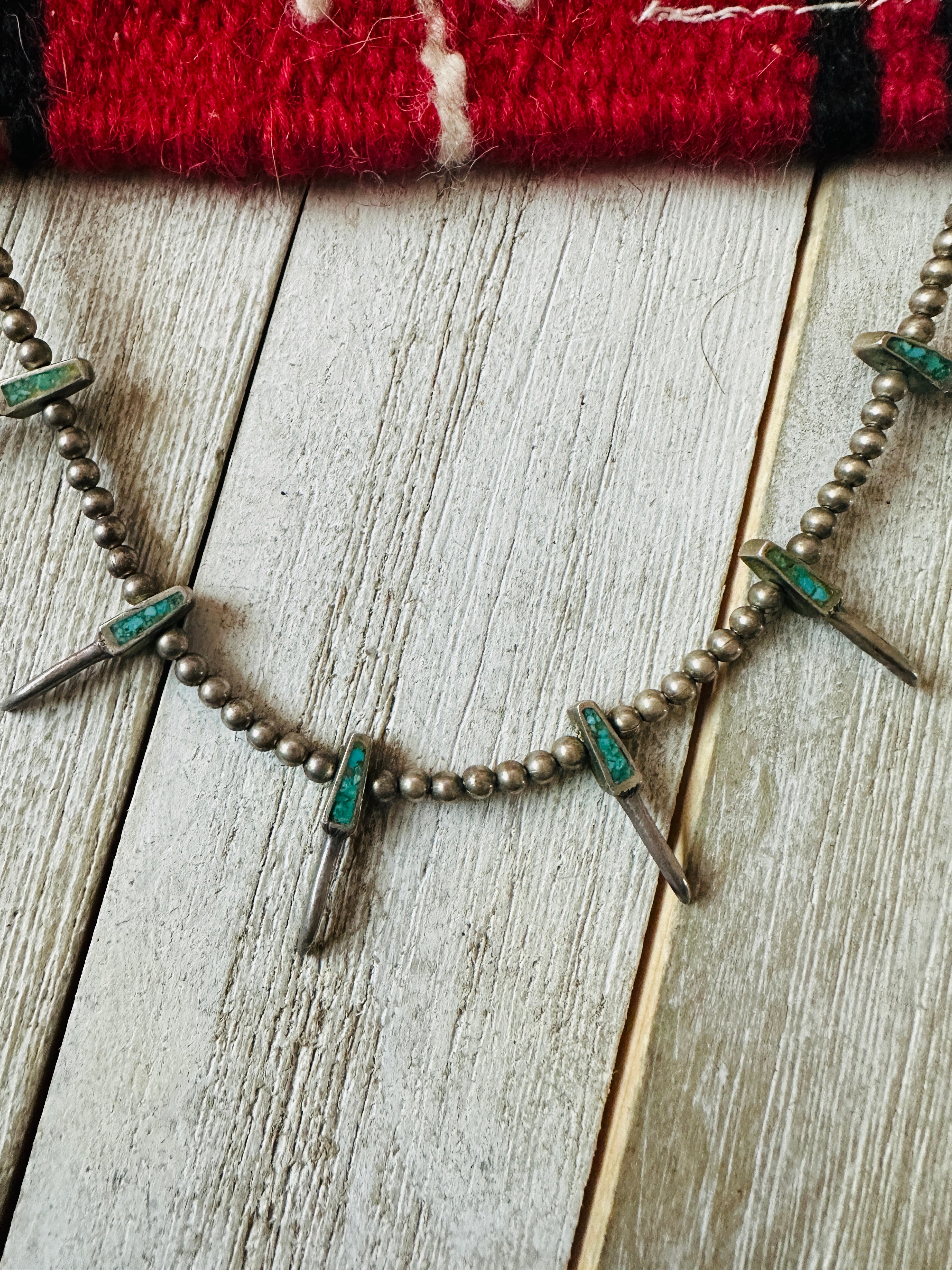 Vintage Old Pawn Navajo Turquoise & Sterling Silver Necklace Set