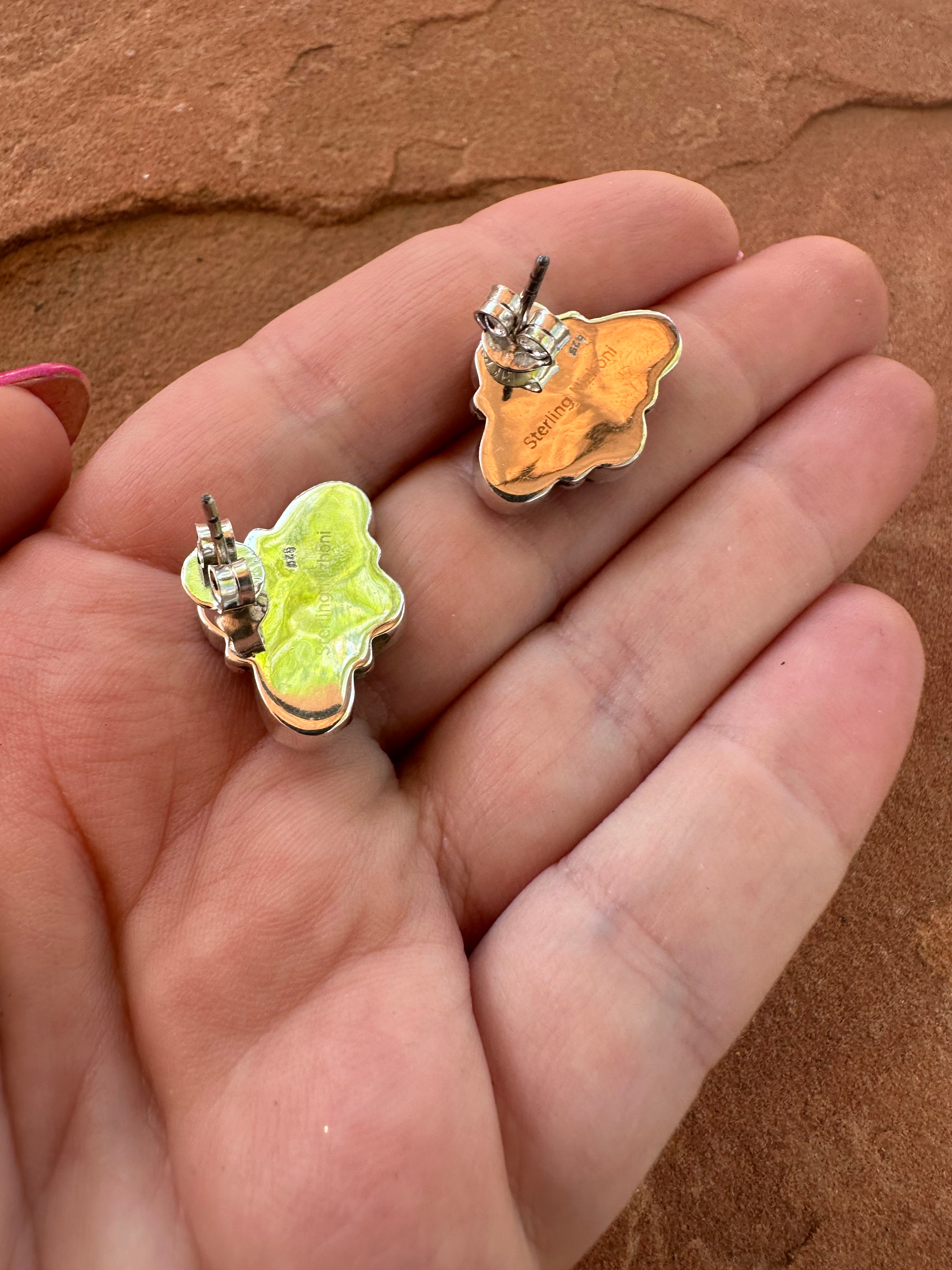 Nizhoni “The Backroads”  MINIS Blue “Opal” & Sterling Silver 4 Stone Earrings Handmade