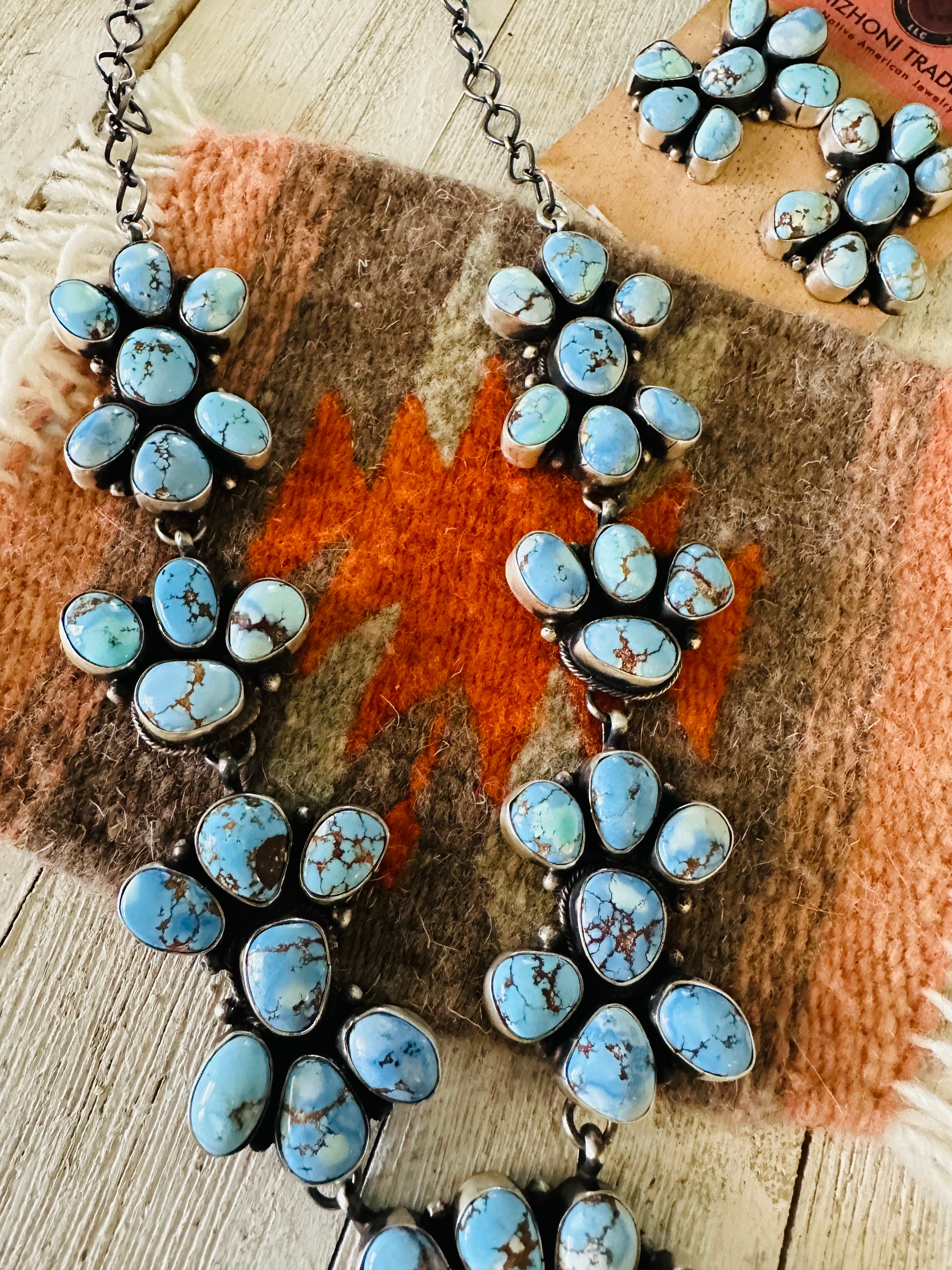 Navajo Golden Hills Turquoise & Sterling Silver Necklace Set