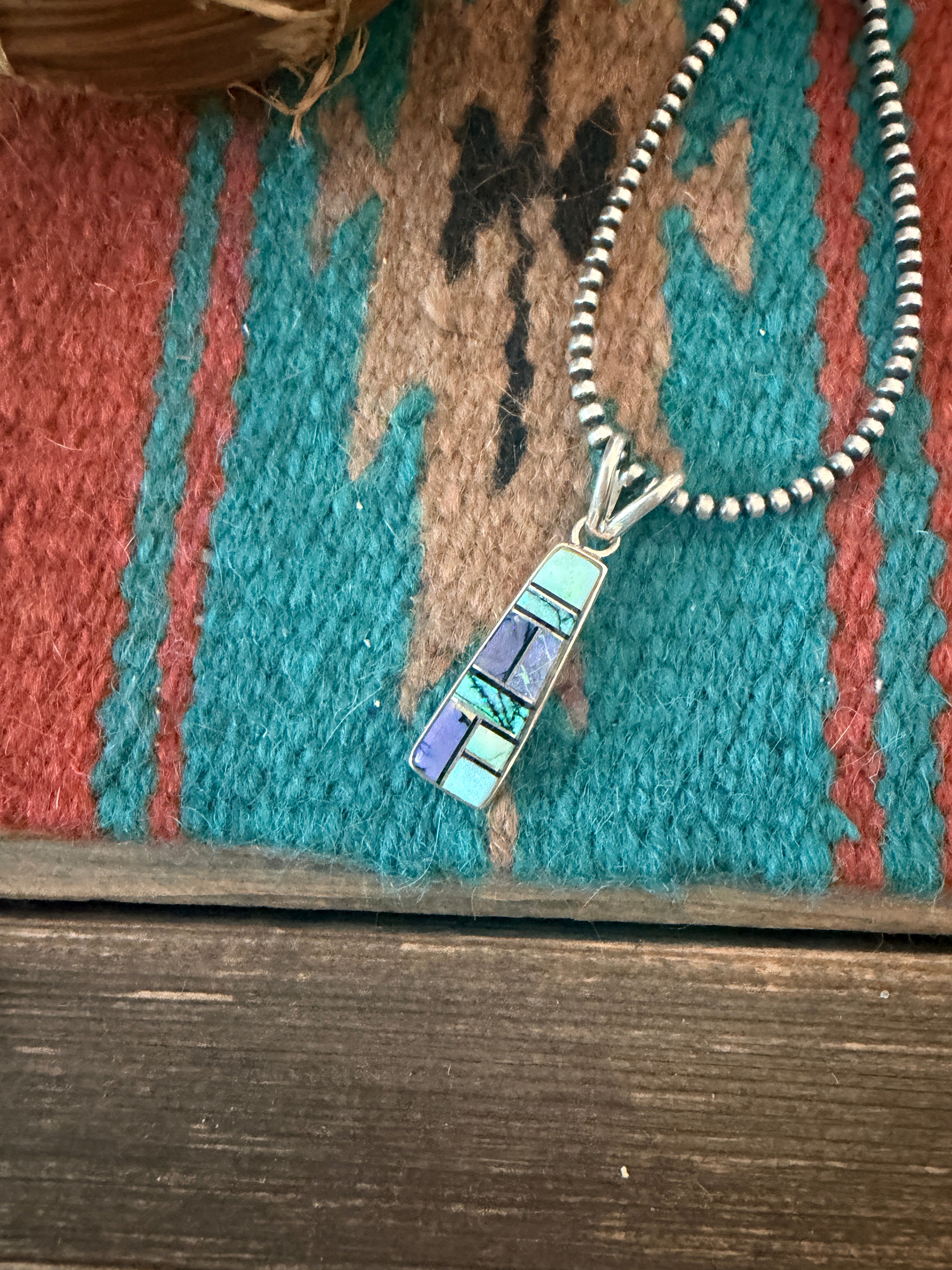 Handcrafted Sterling Silver, Turquoise and Opal Inlay Pendant